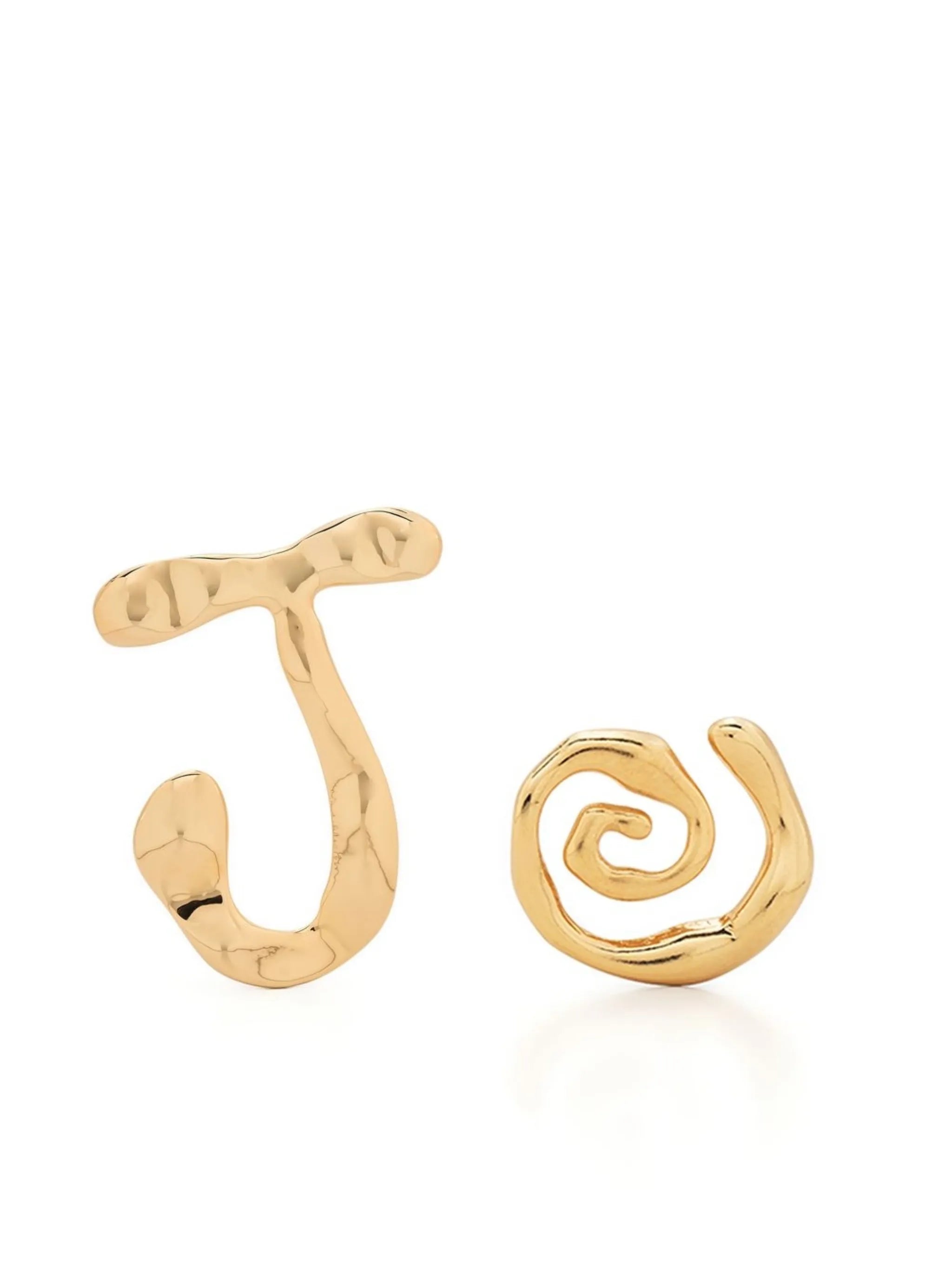 post-back fastening asymmetric earrings
