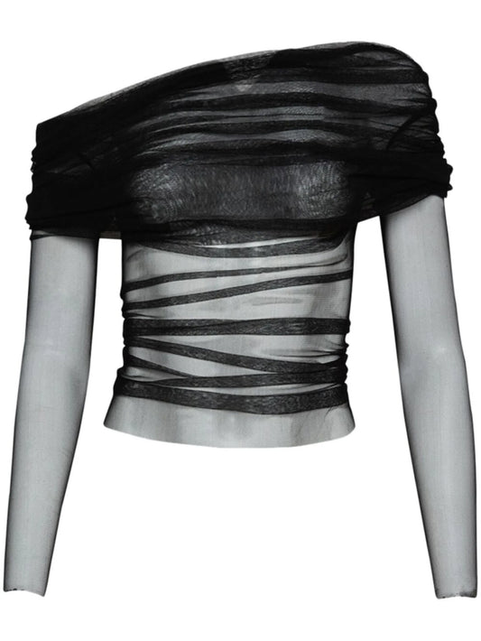 Veiled silk top