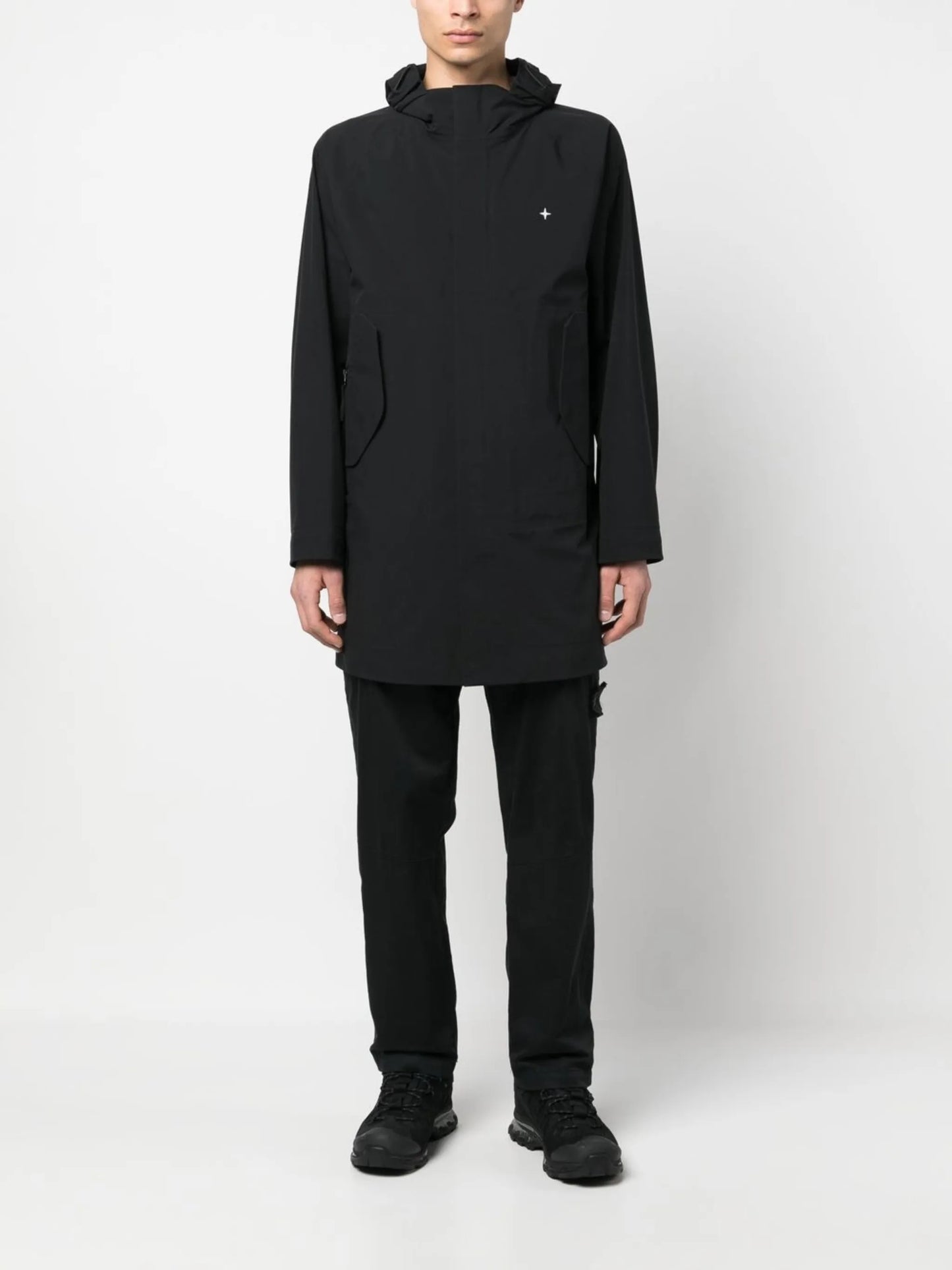 logo-embroidered hooded jacket
