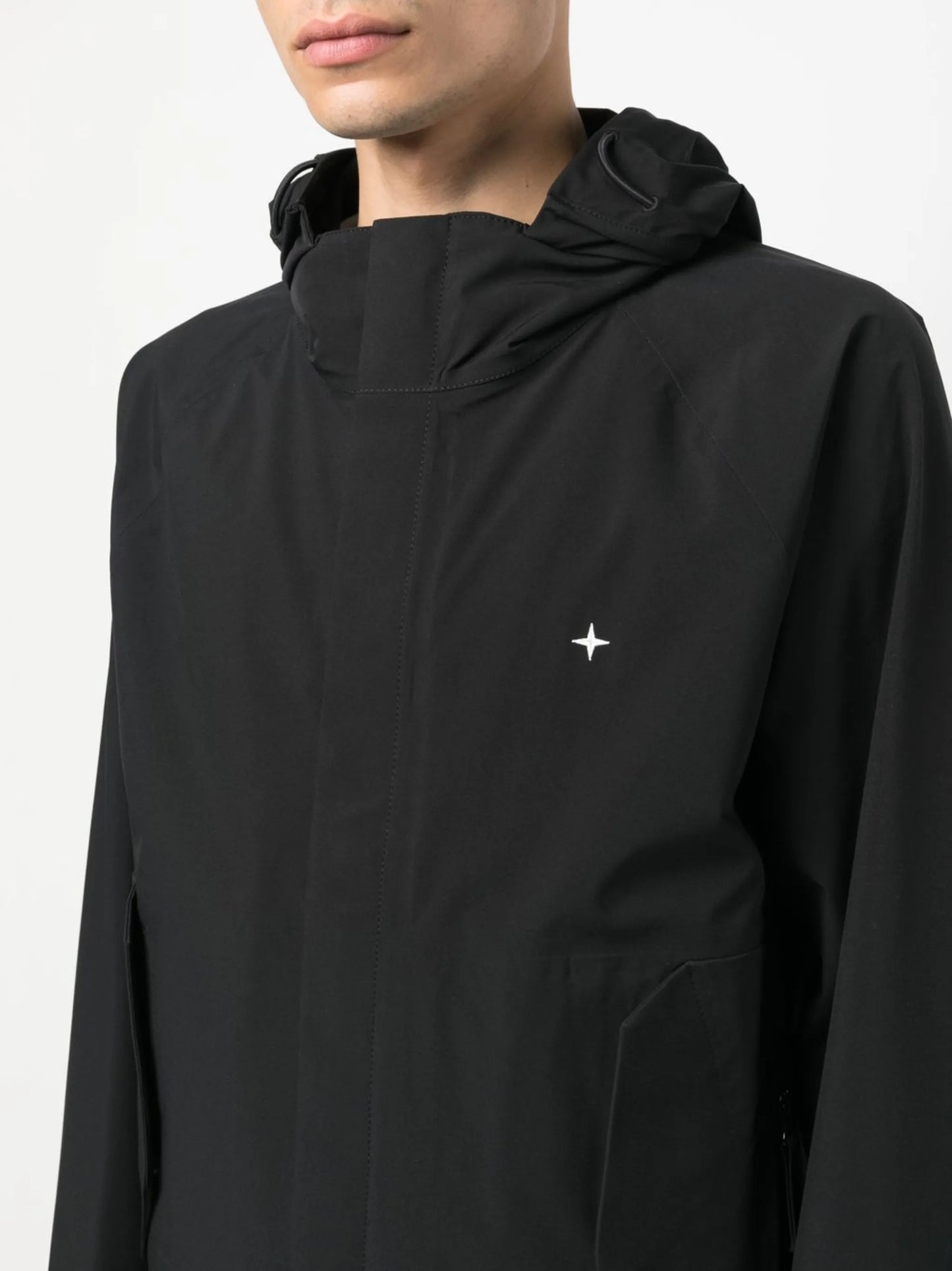 logo-embroidered hooded jacket