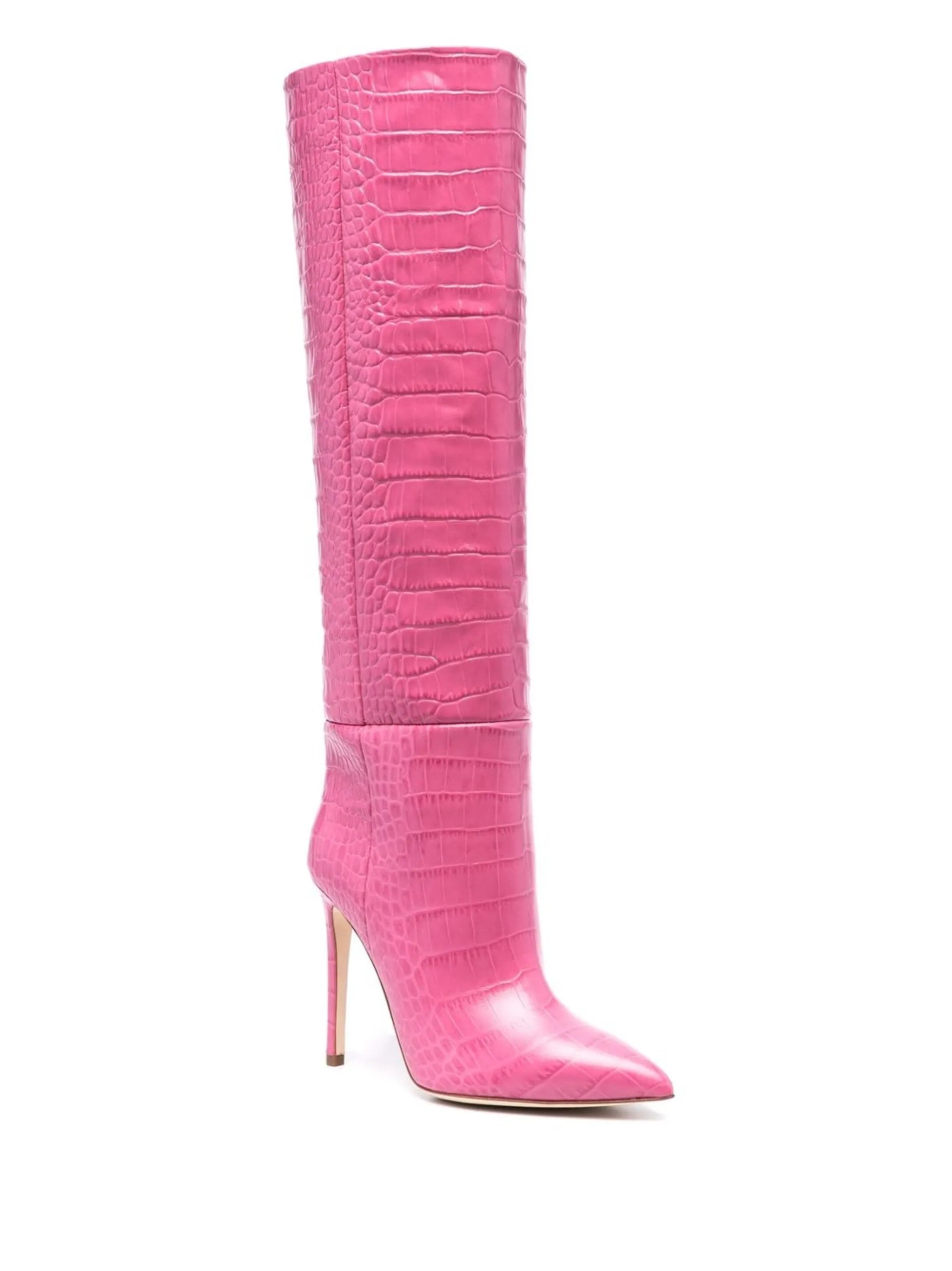 120mm crocodile-effect knee-length boots