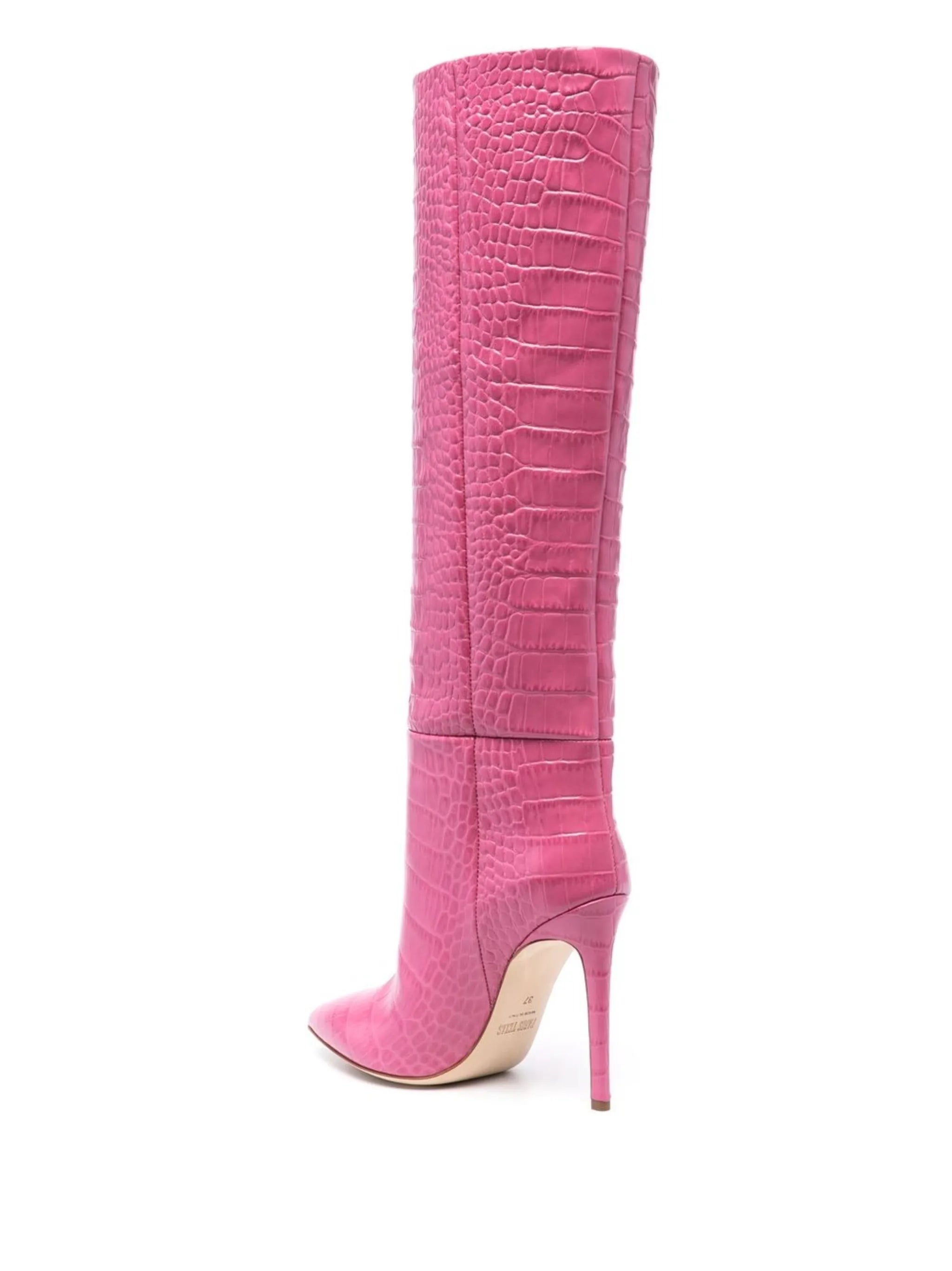 120mm crocodile-effect knee-length boots