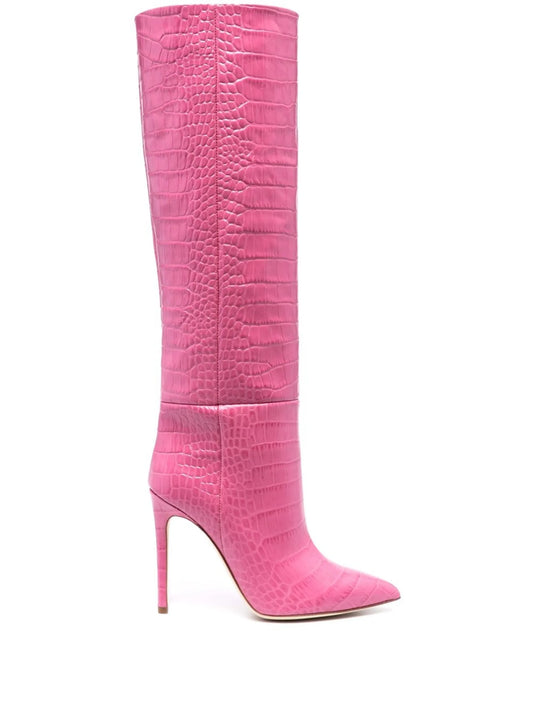 120mm crocodile-effect knee-length boots