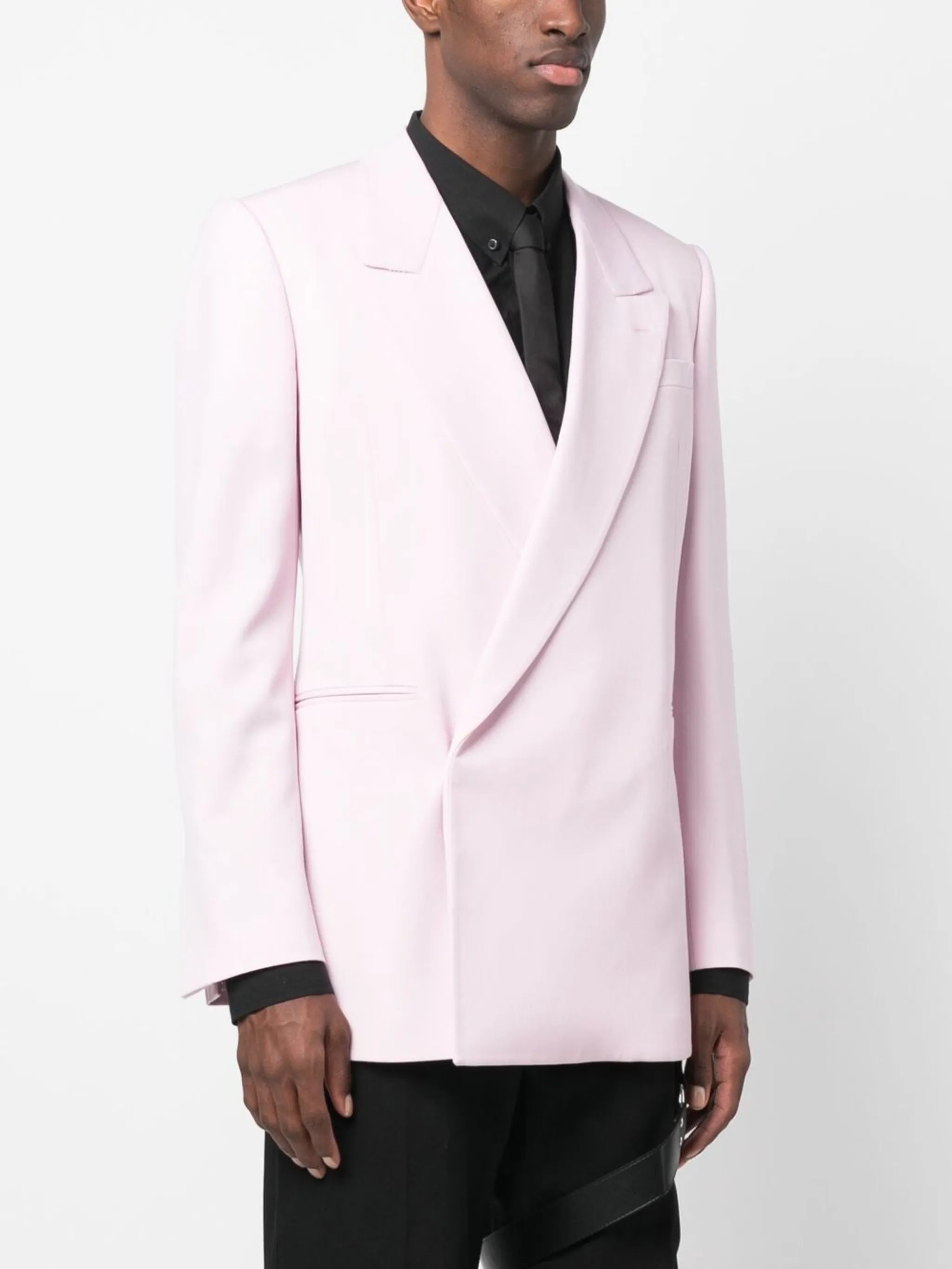 off-centre fastening wool blazer