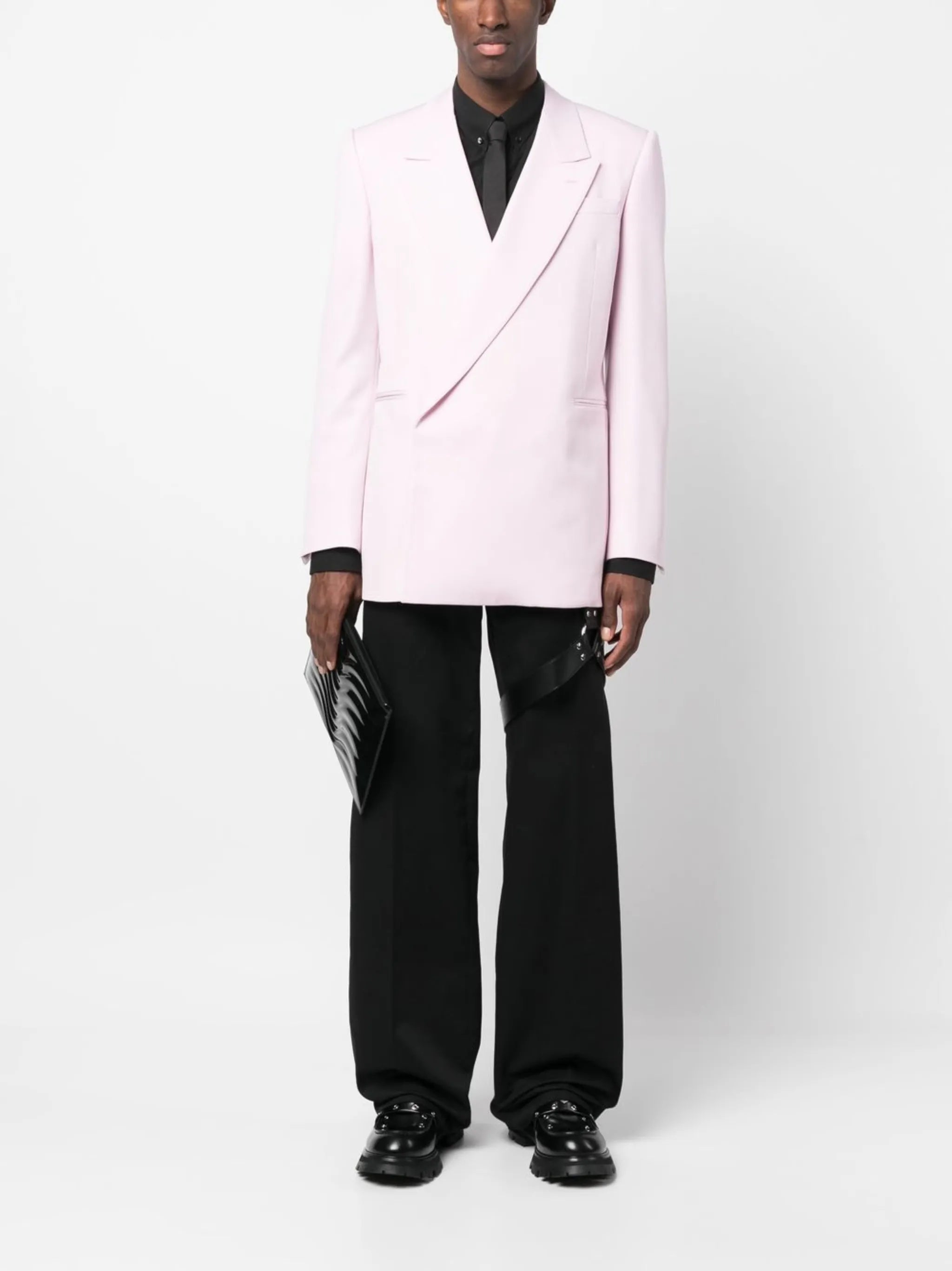 off-centre fastening wool blazer