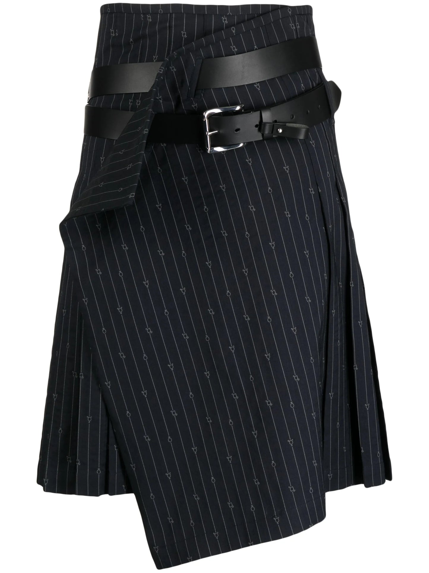 vertical striped wool-blend kilt
