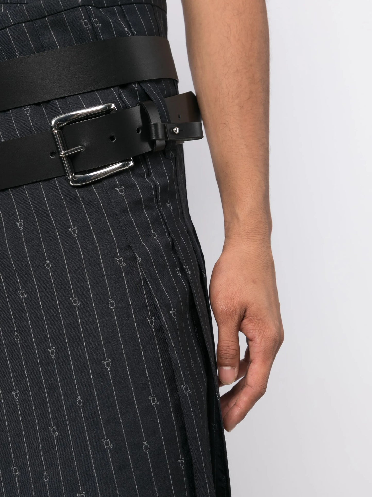 vertical striped wool-blend kilt