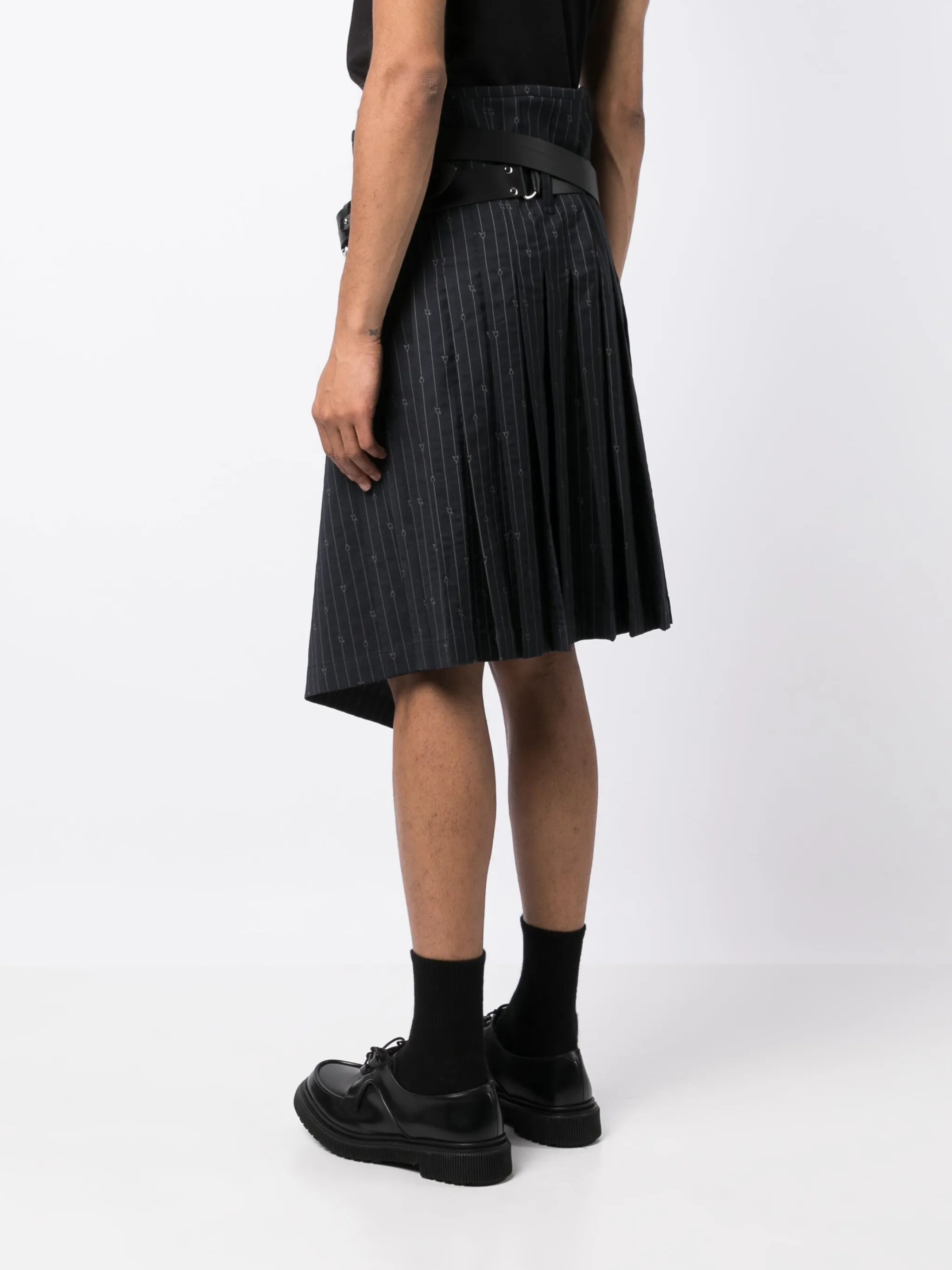 vertical striped wool-blend kilt