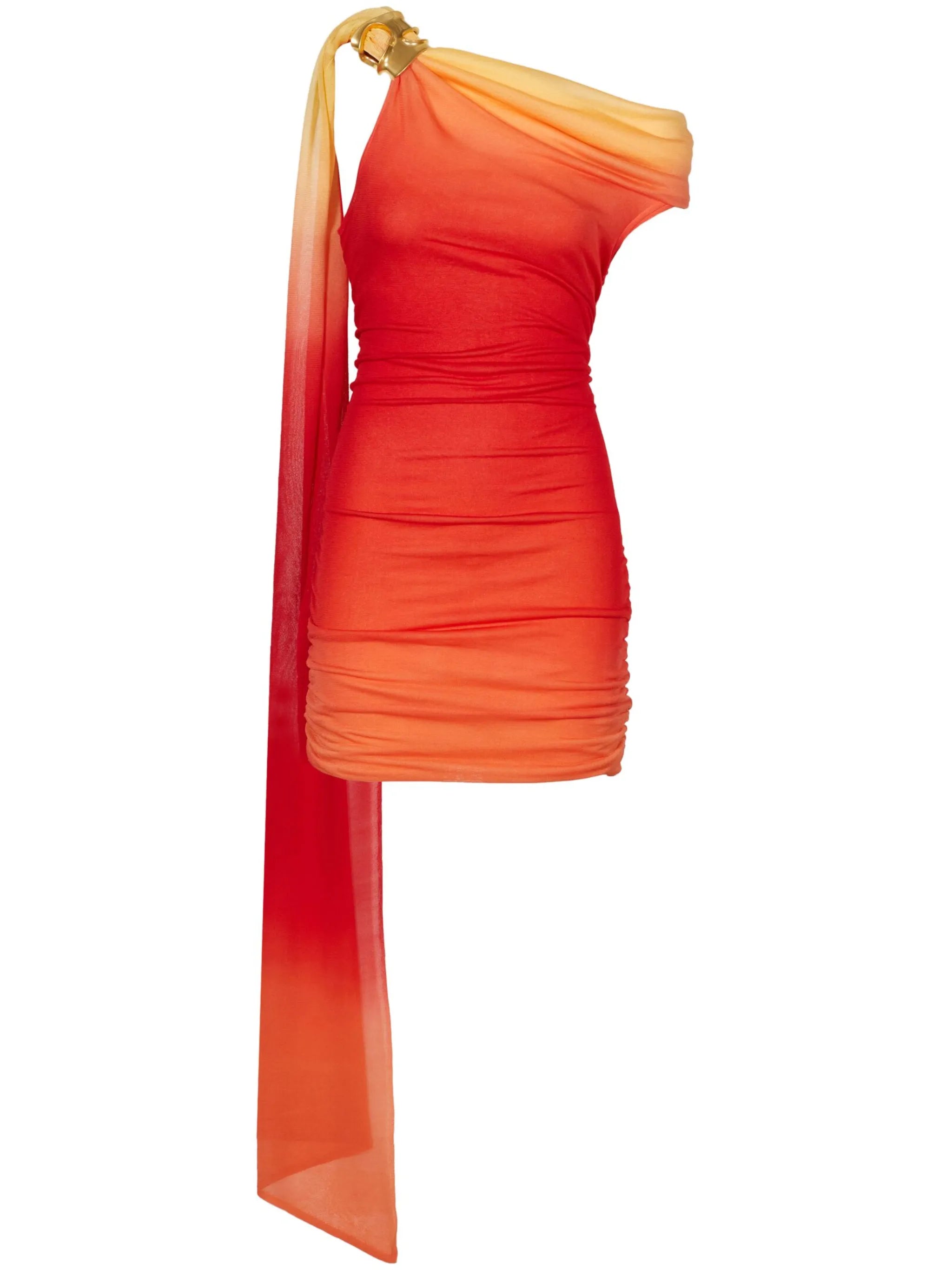 one-shoulder ruched minidress