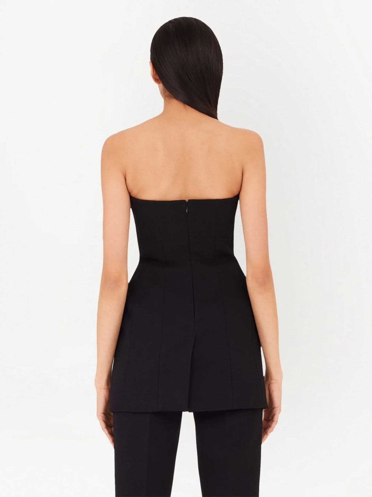 circle-print strapless fitted top