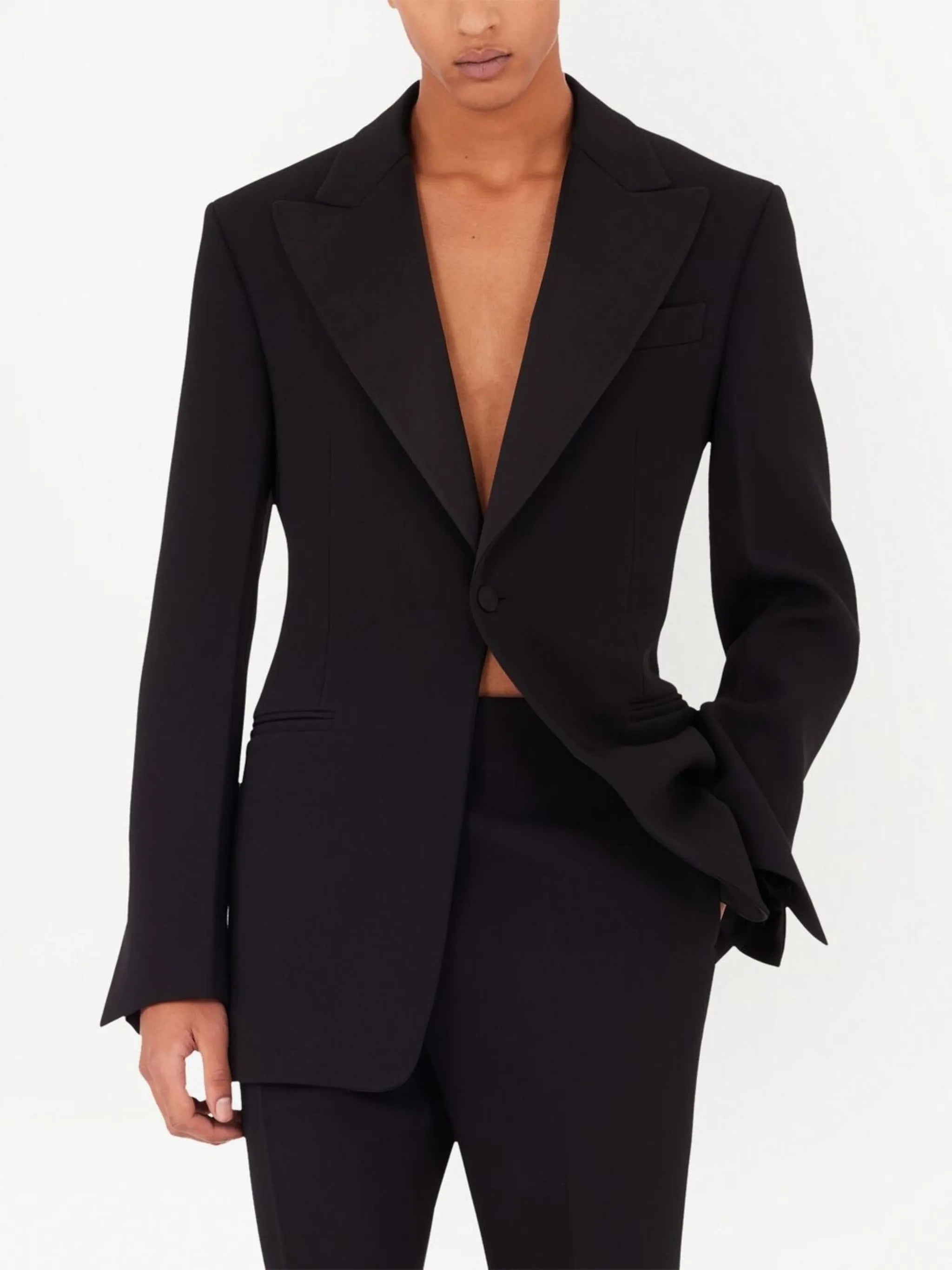 single-breasted tuxedo blazer