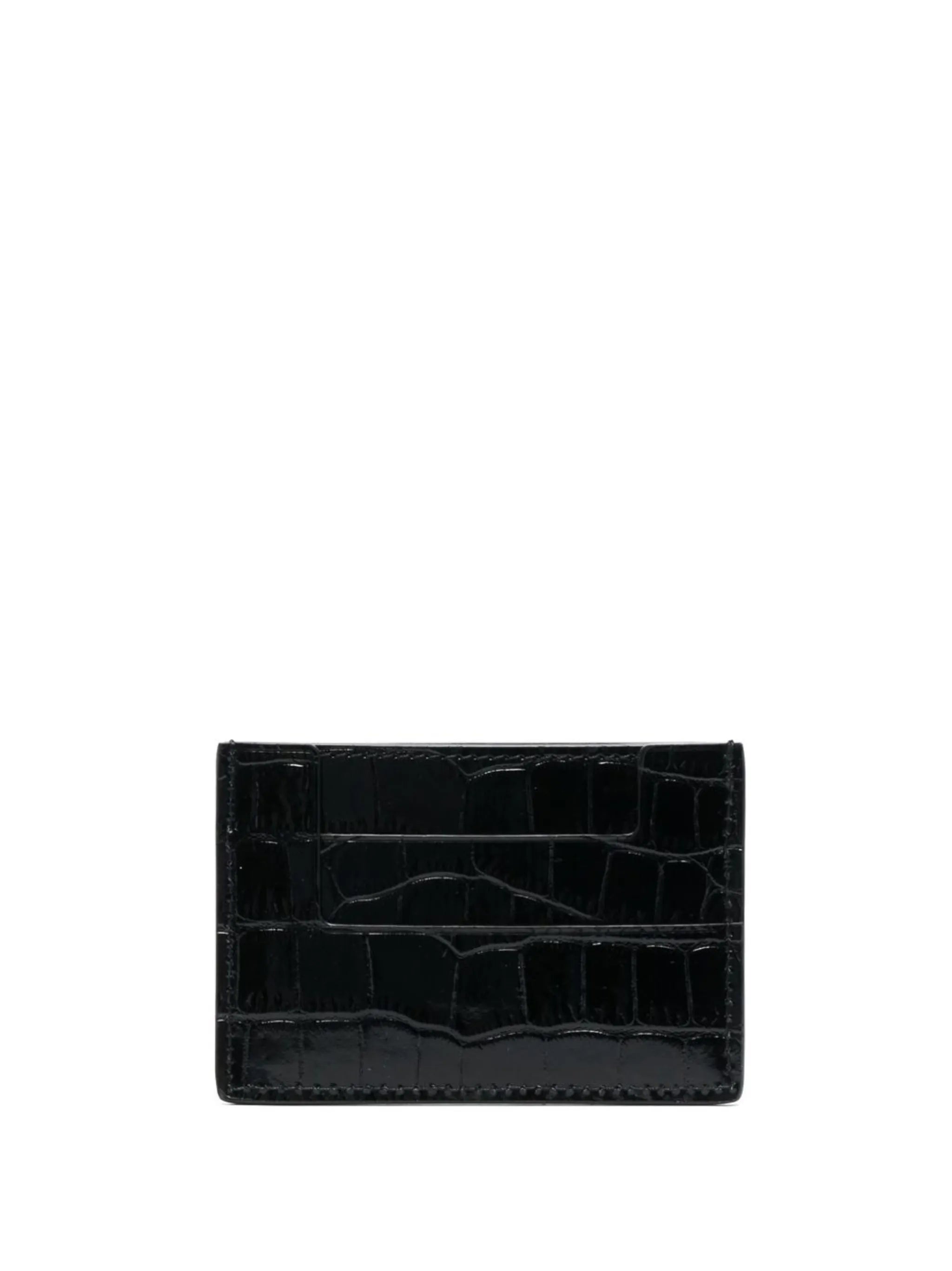 embossed-croc logo-plaque cardholder