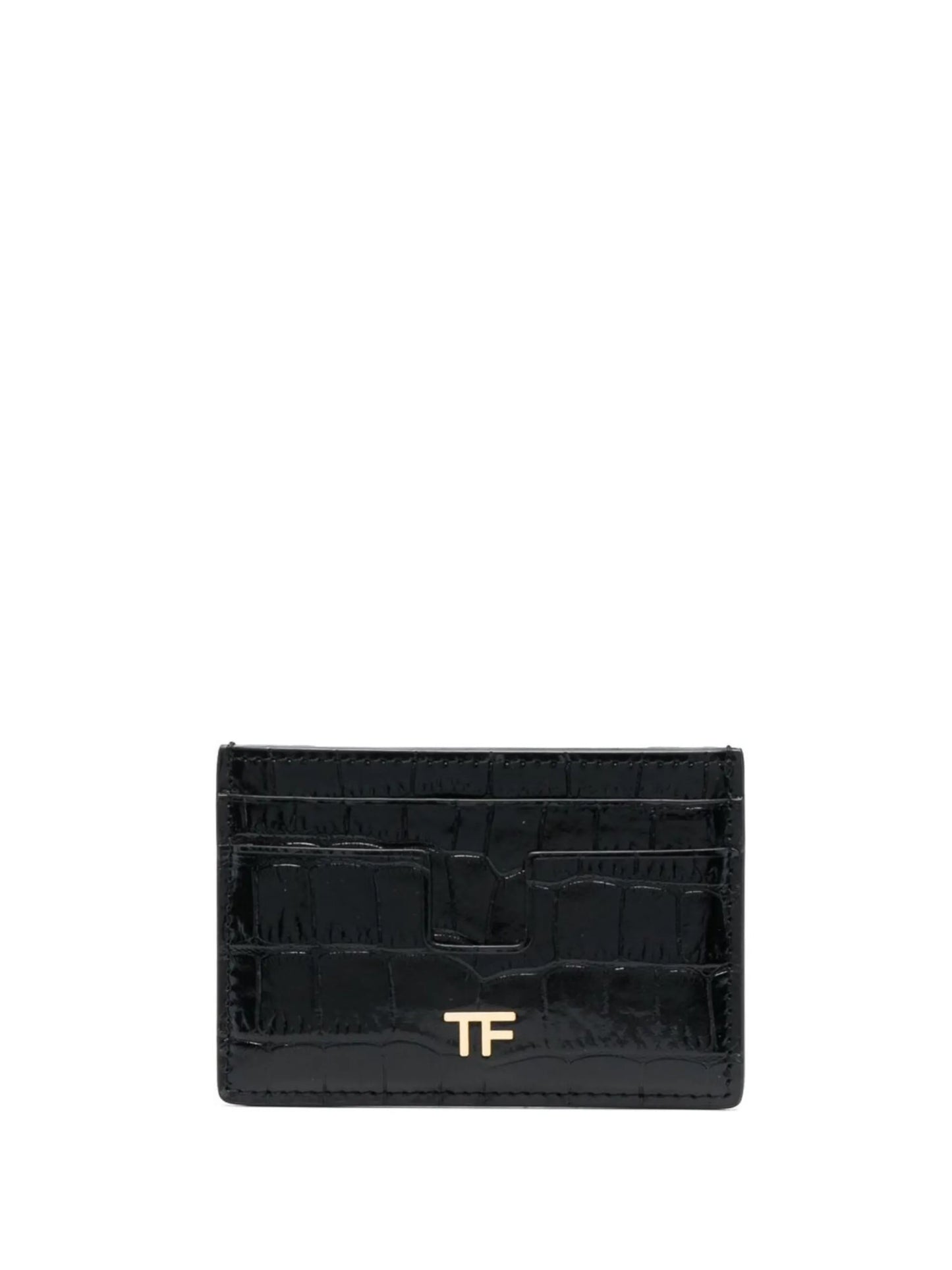 embossed-croc logo-plaque cardholder