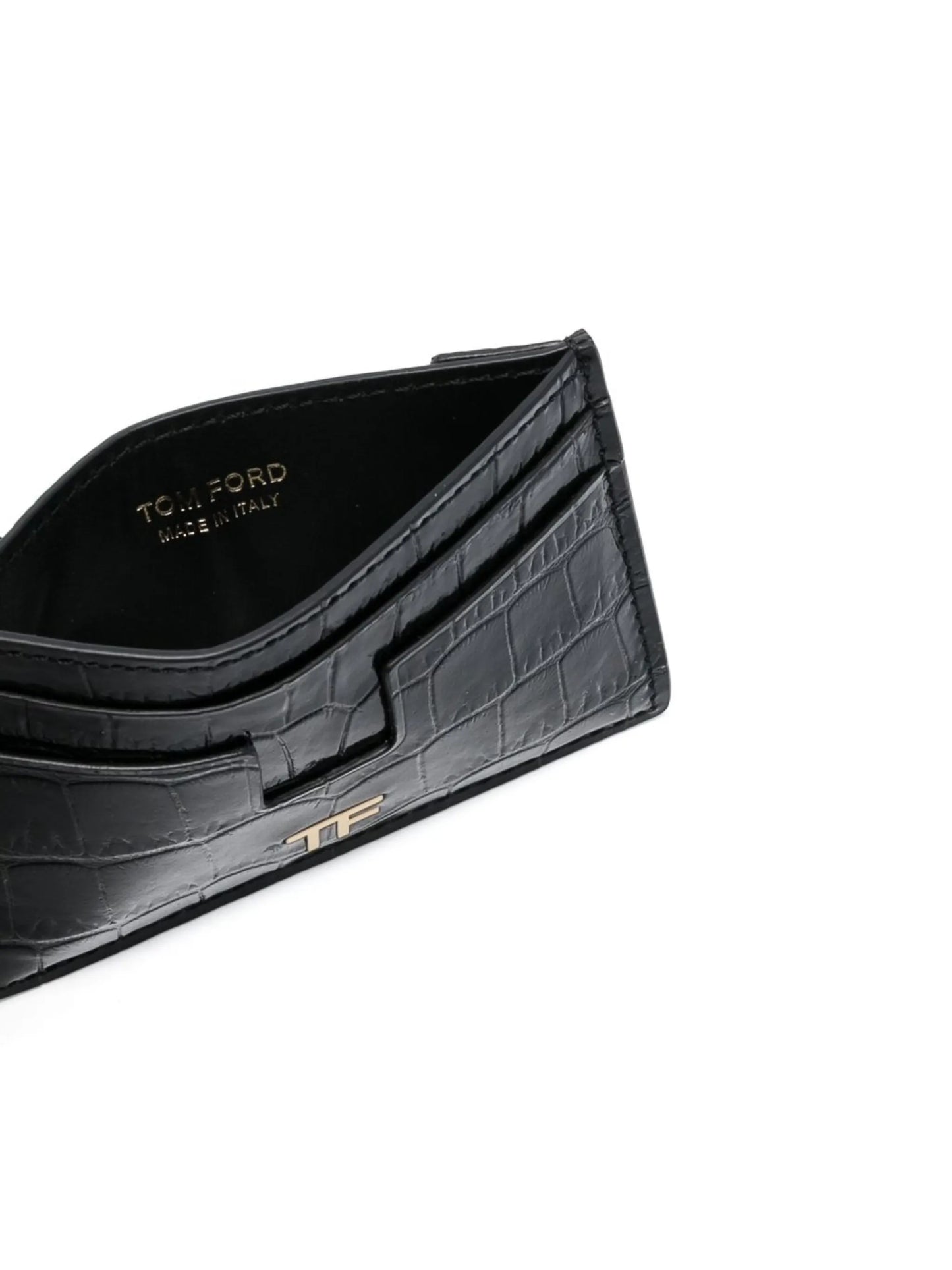 embossed-croc logo-plaque cardholder