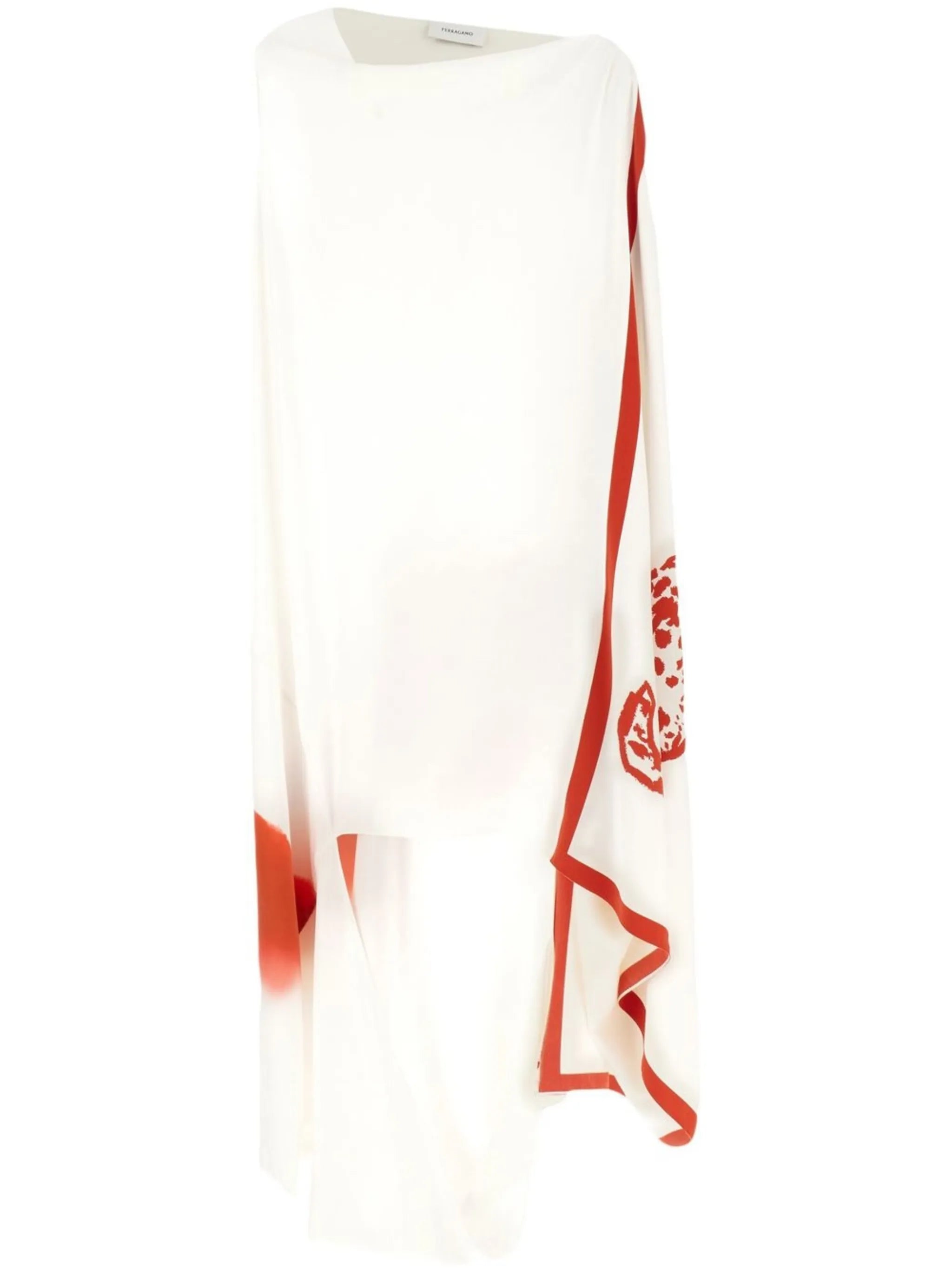printed draped midi dress