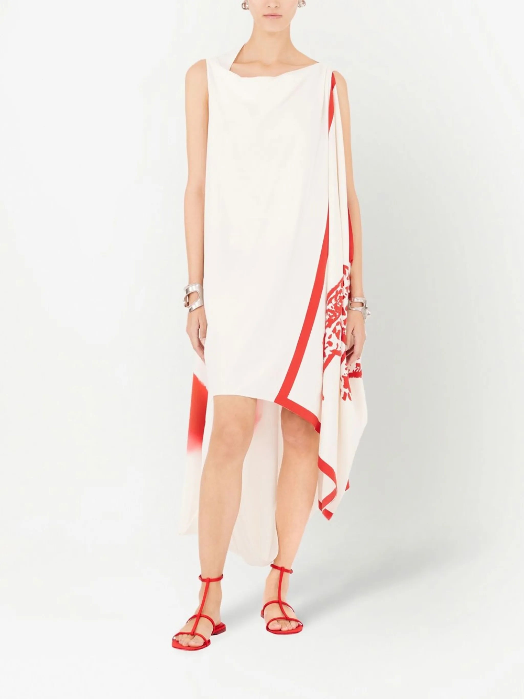 printed draped midi dress