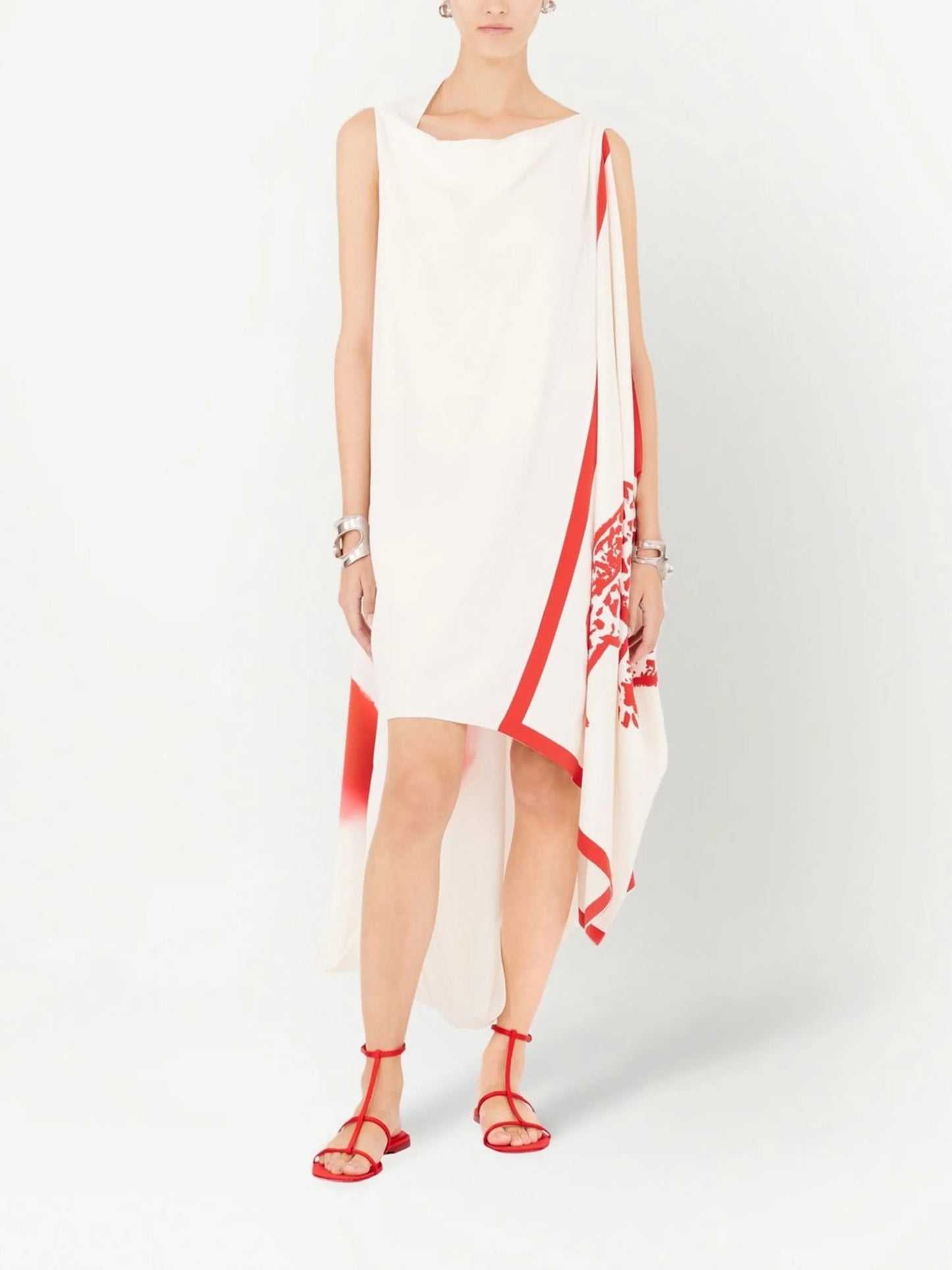printed draped midi dress