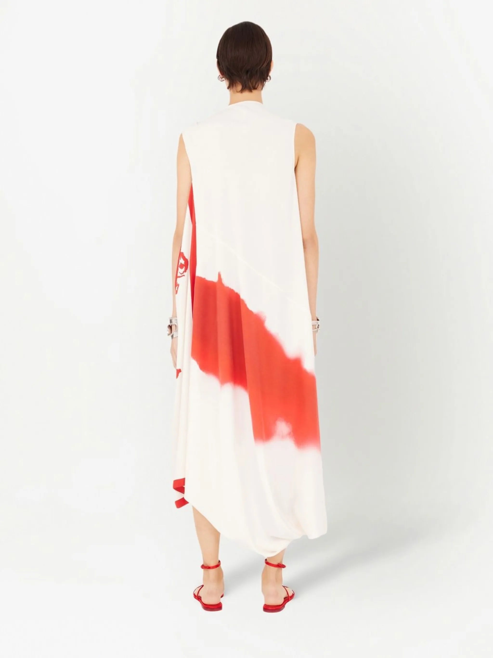printed draped midi dress
