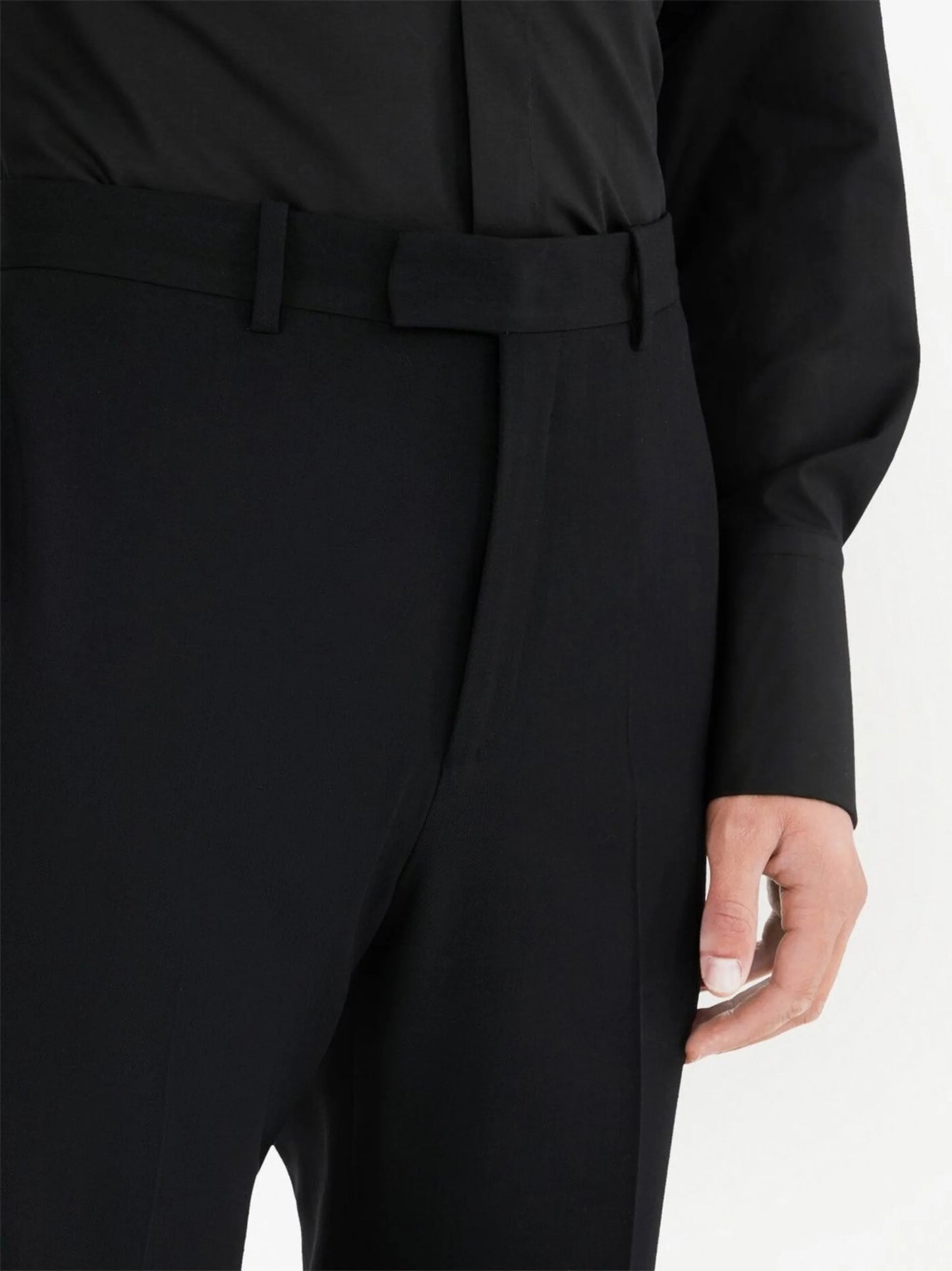 satin-insert tailored trousers
