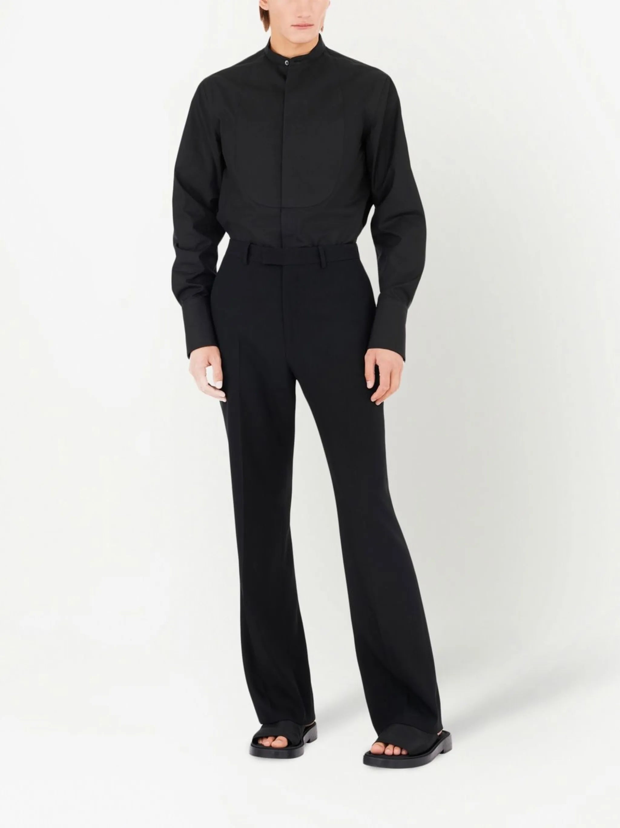 satin-insert tailored trousers