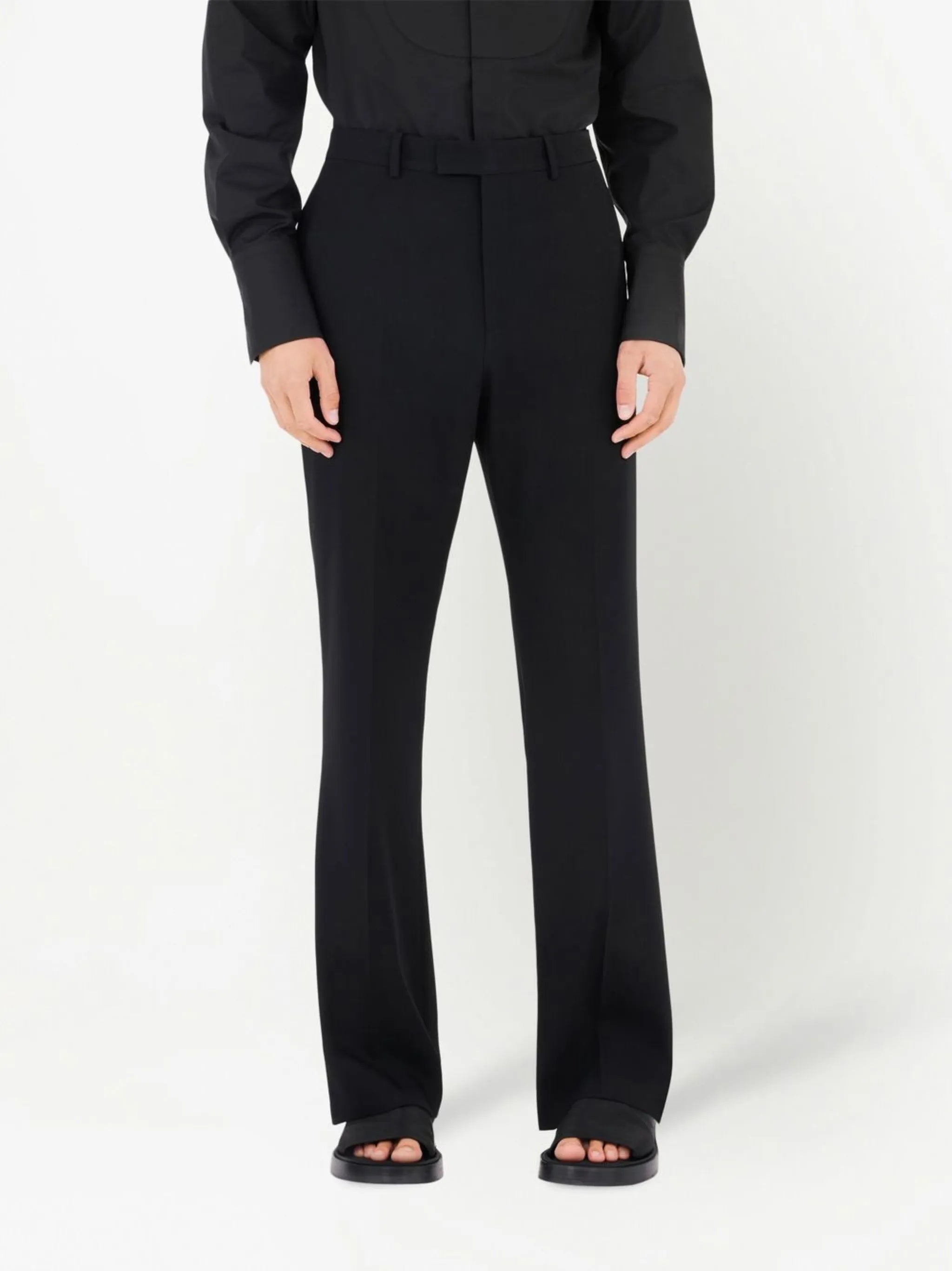 satin-insert tailored trousers