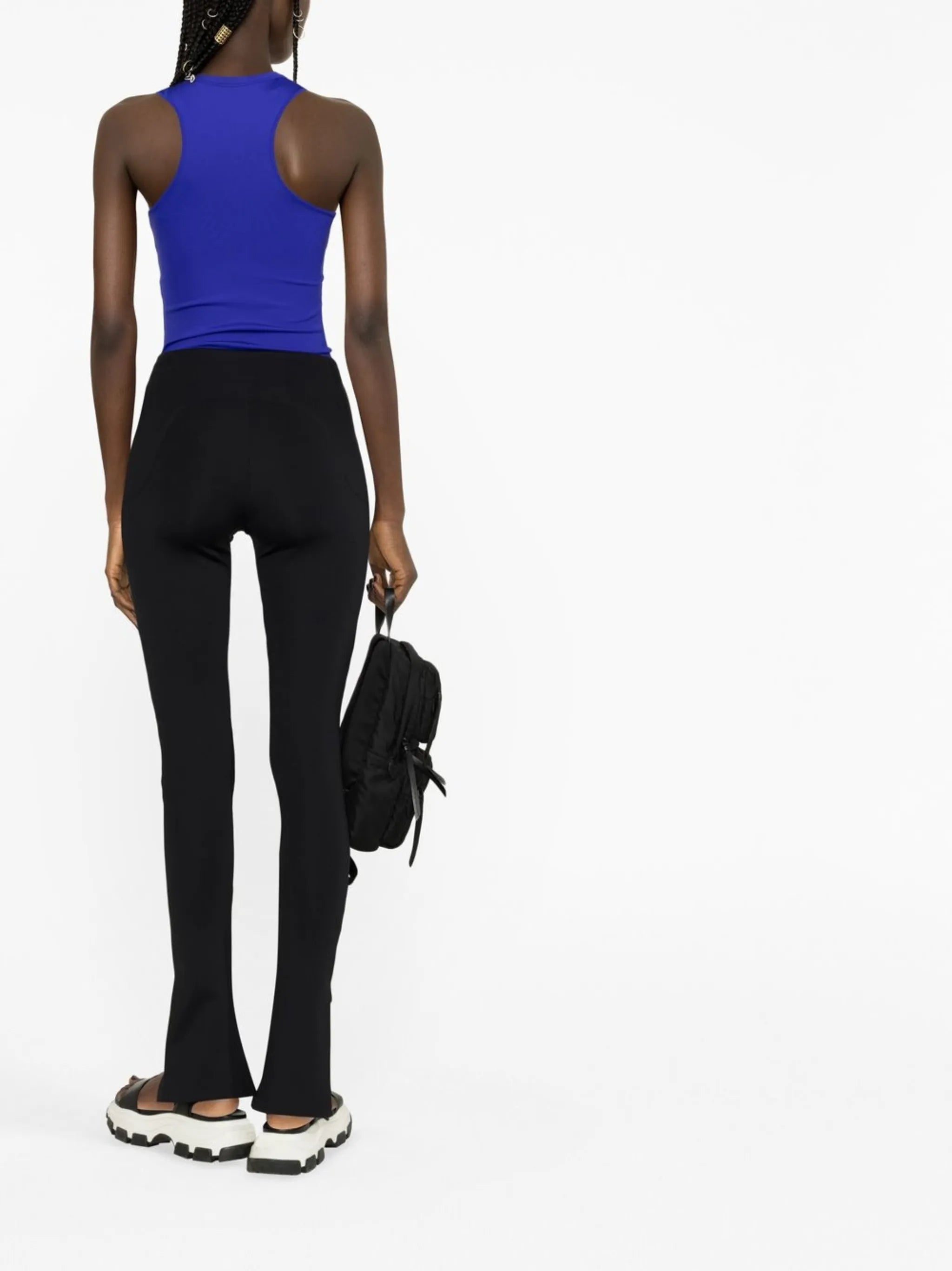 zip-up flared leggings