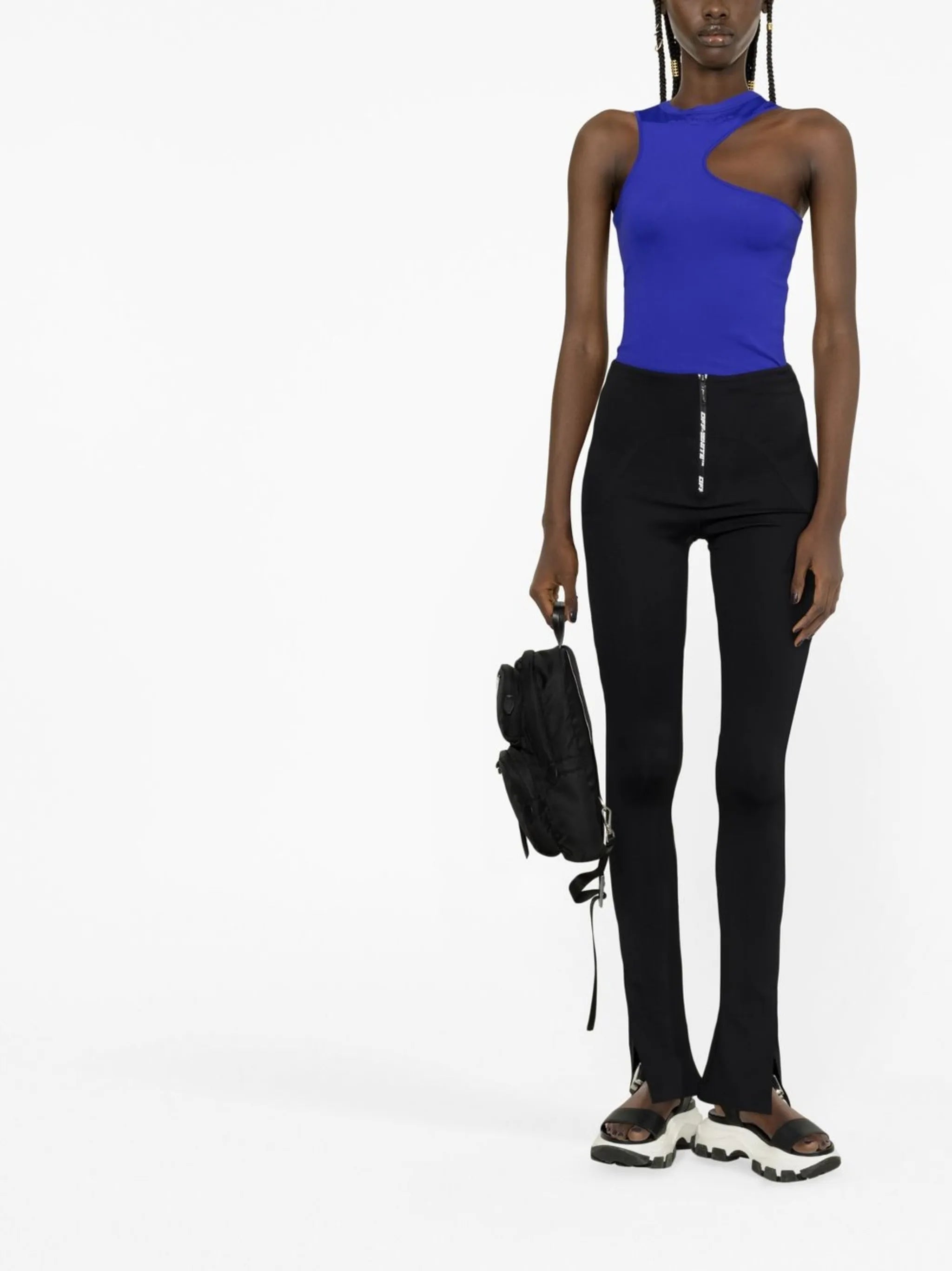zip-up flared leggings