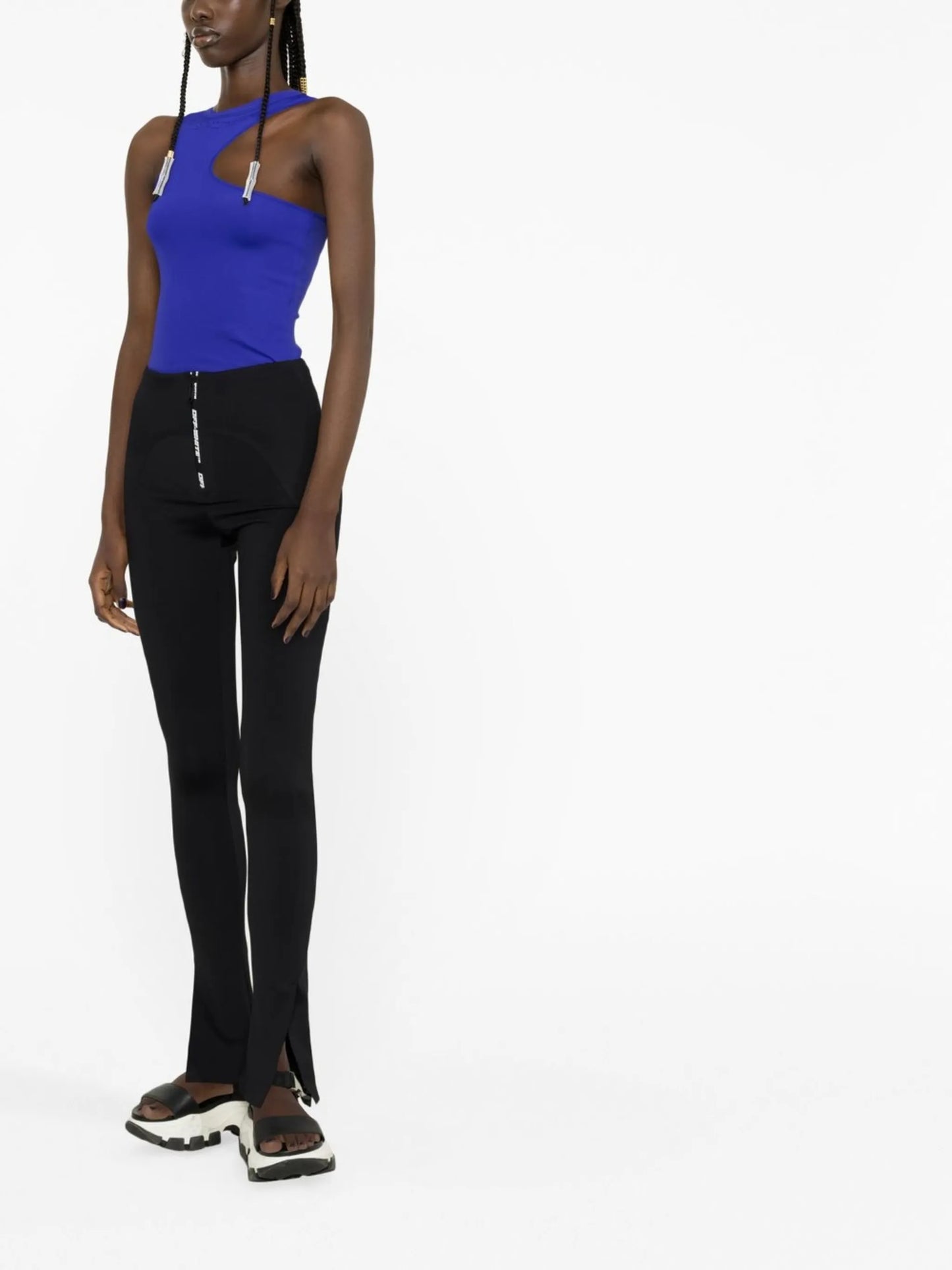 zip-up flared leggings