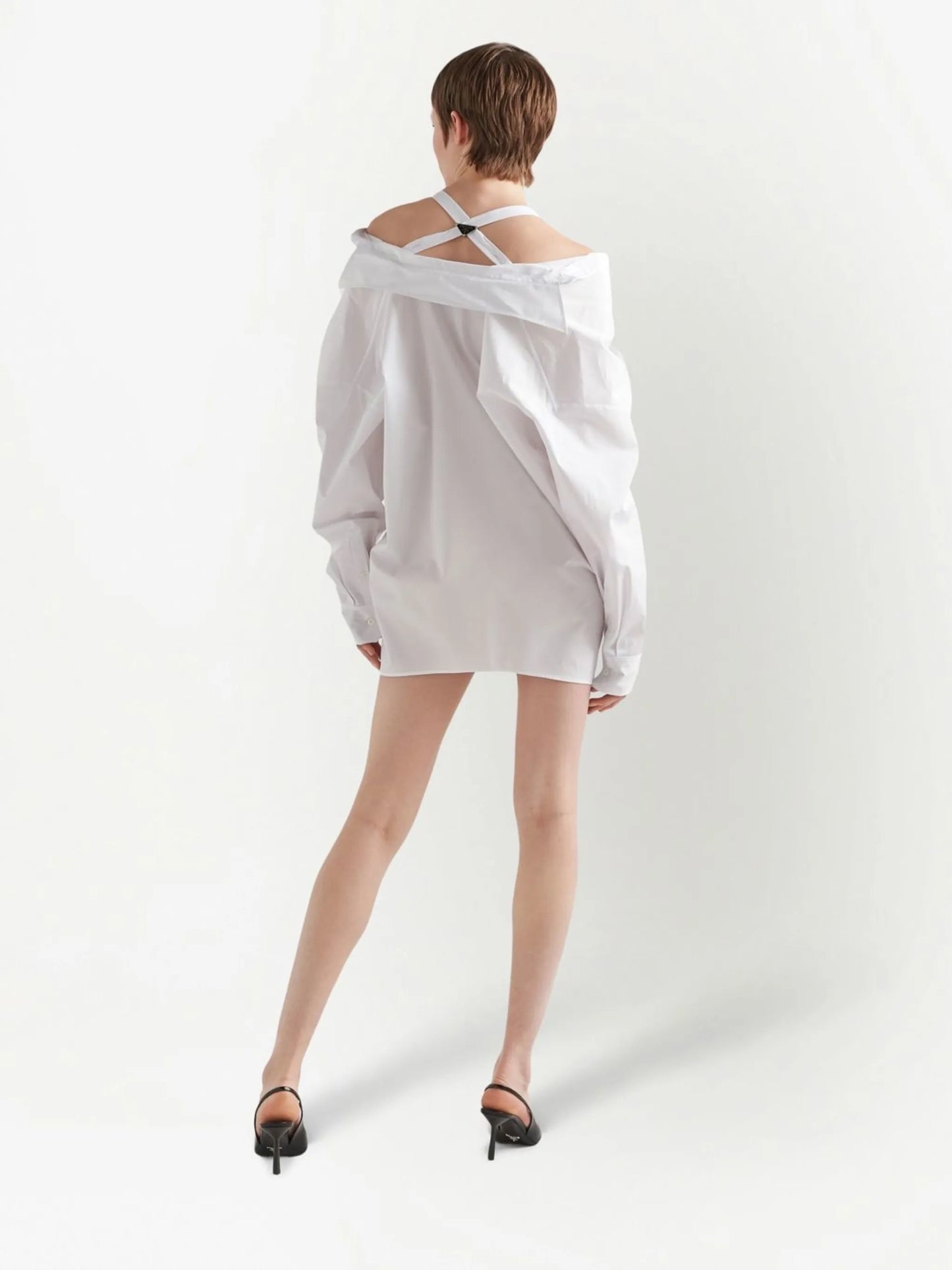 off-shoulder cotton shirt dress