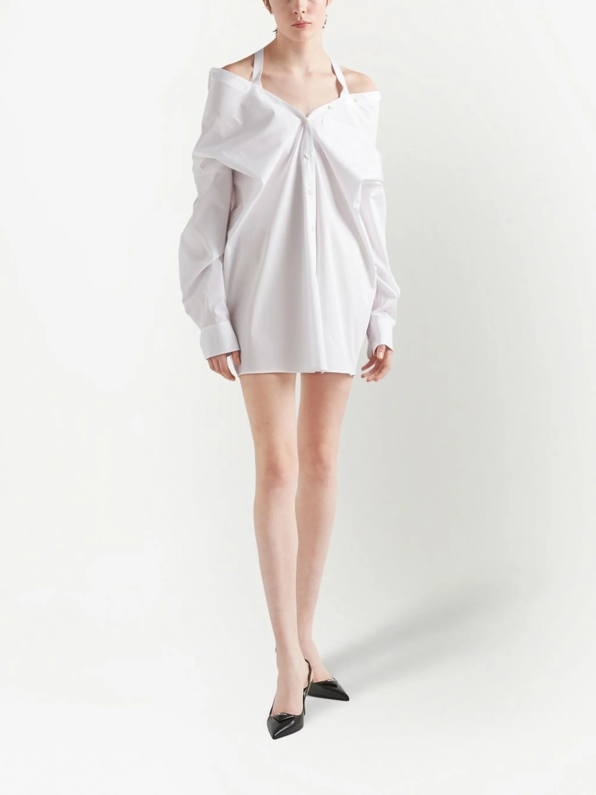 off-shoulder cotton shirt dress
