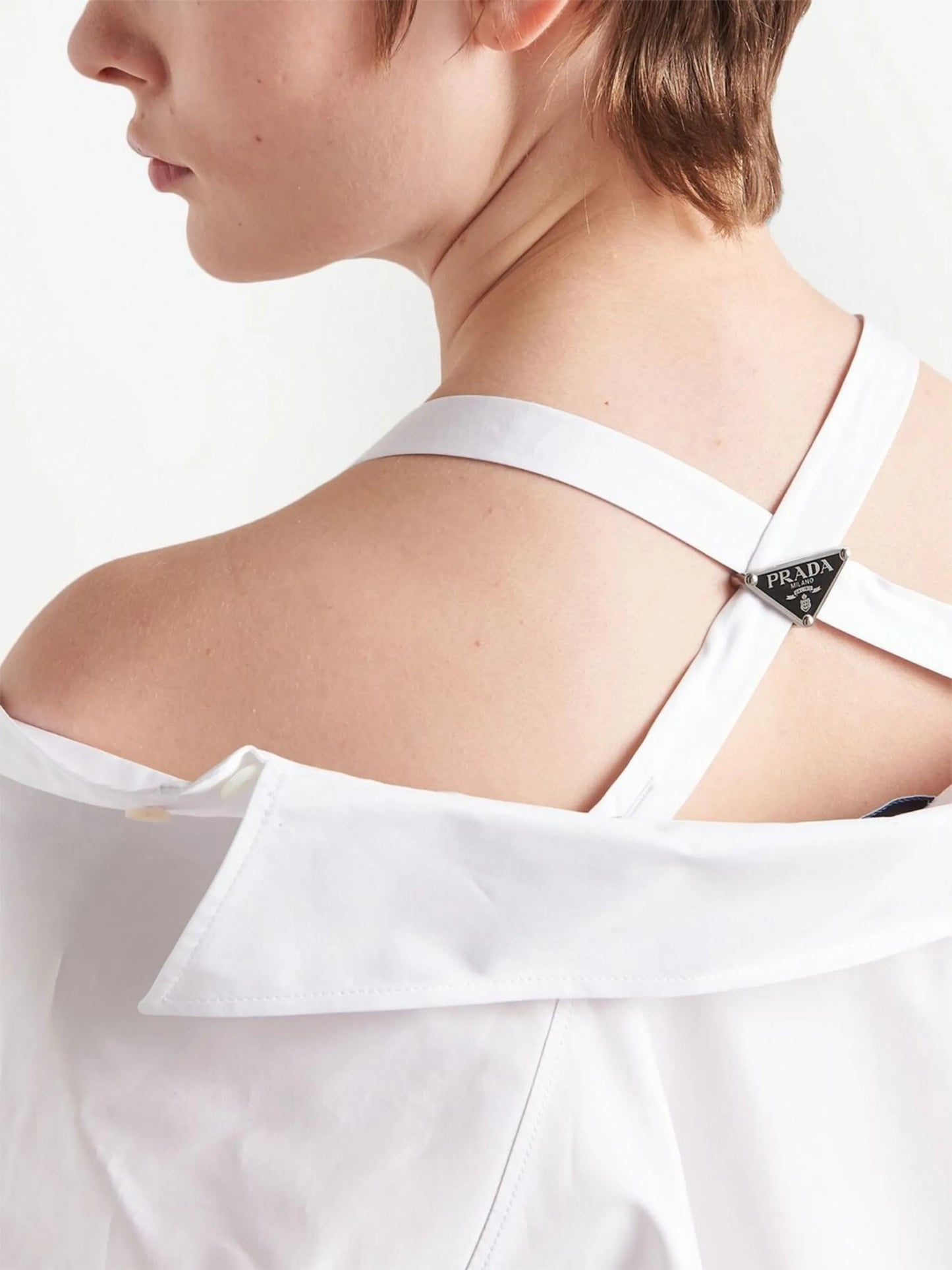 off-shoulder cotton shirt dress