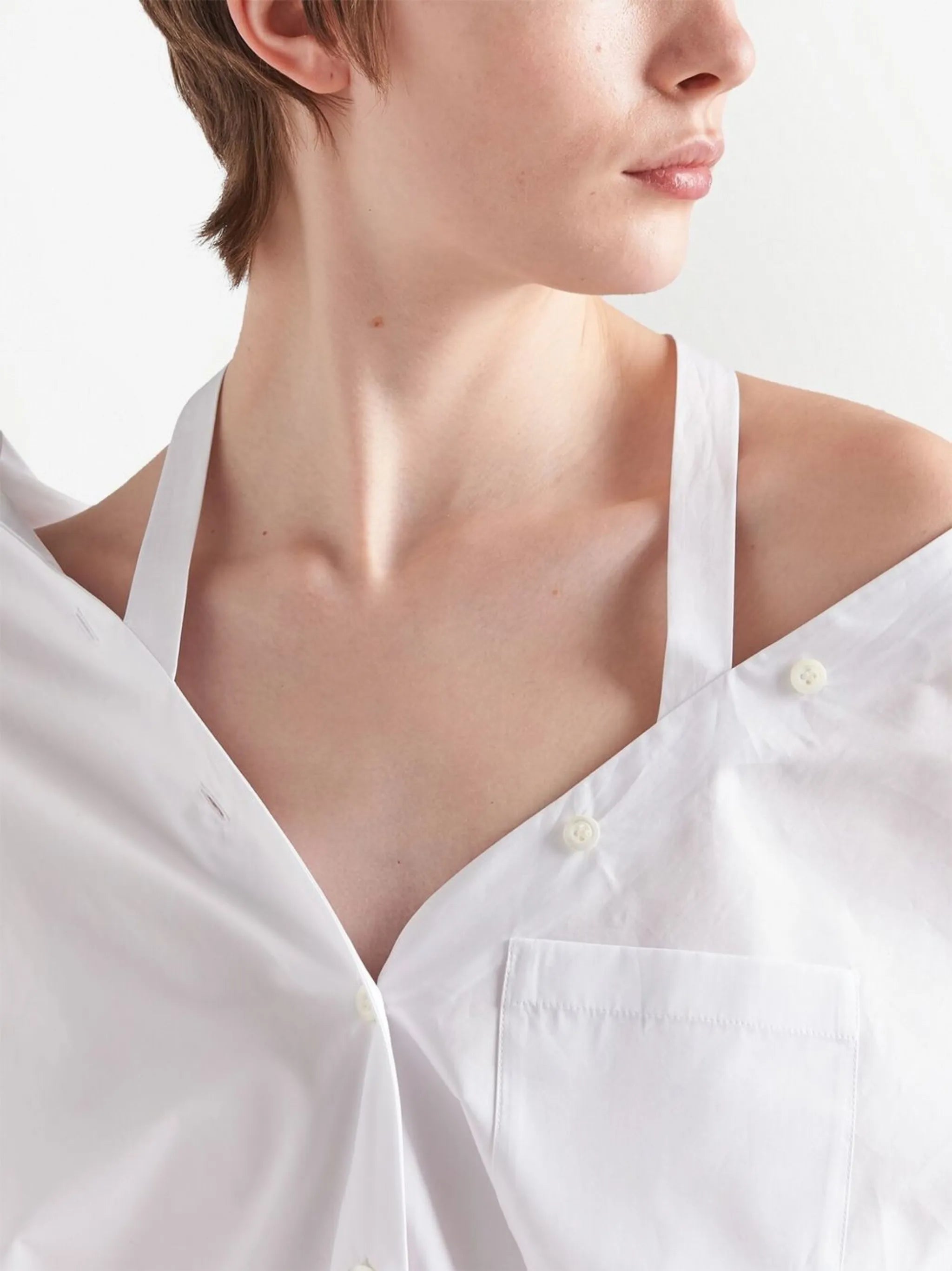 off-shoulder cotton shirt dress