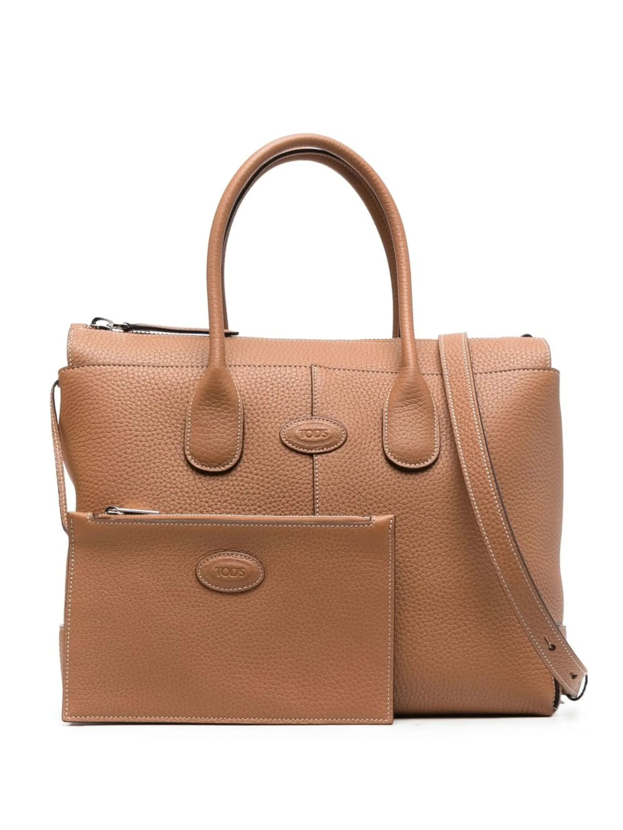 tonal-logo leather tote bag