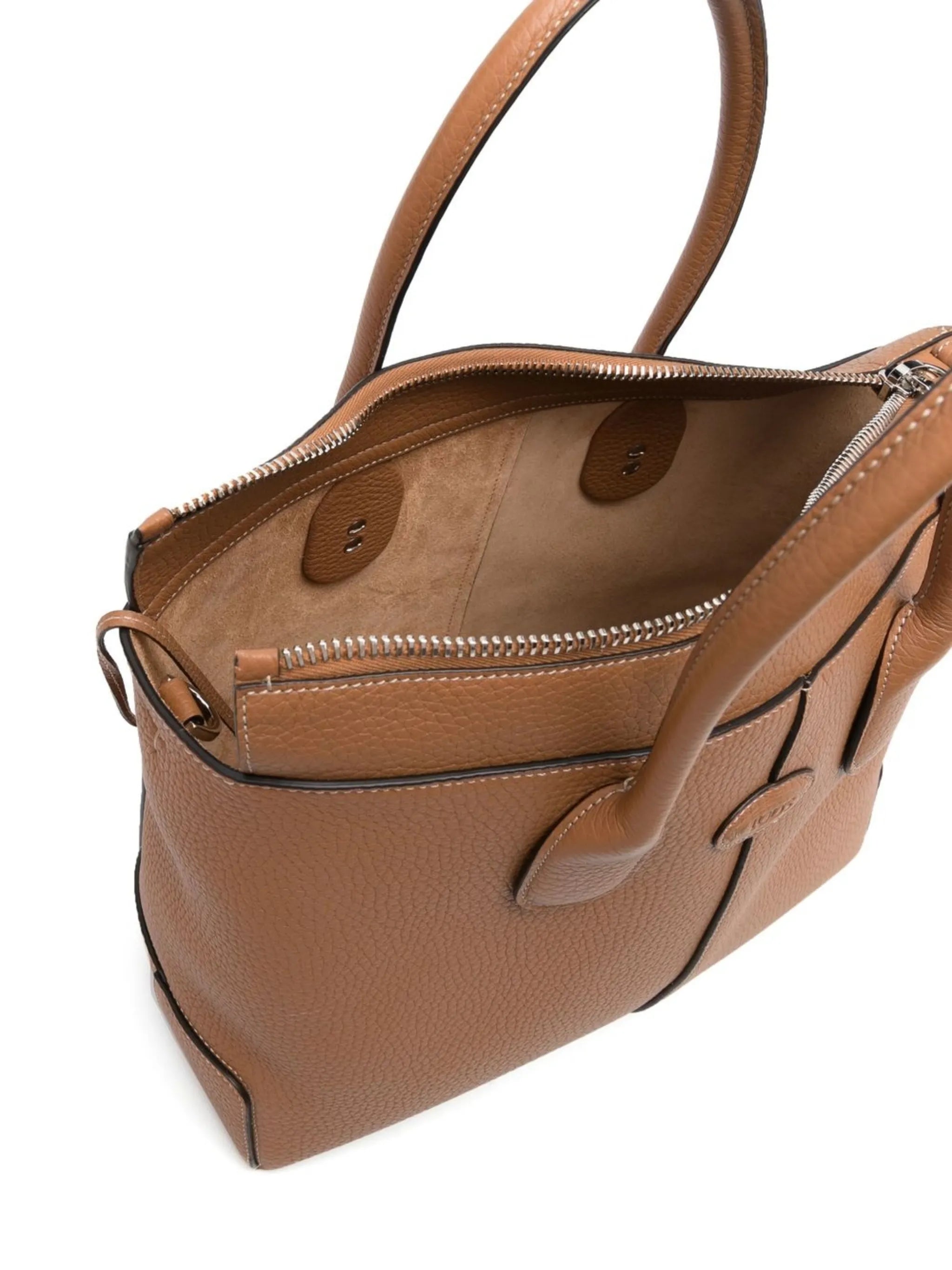 tonal-logo leather tote bag