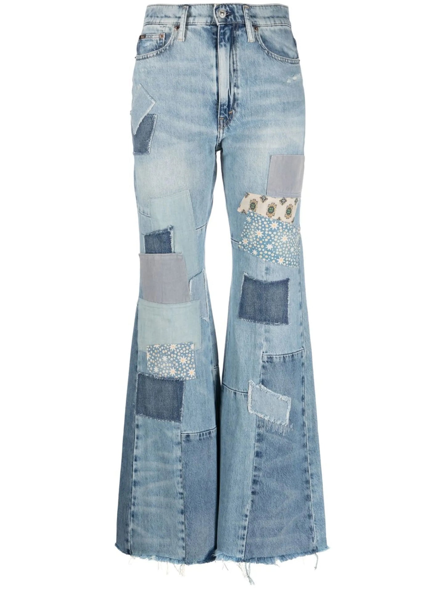 patchwork flared jeans