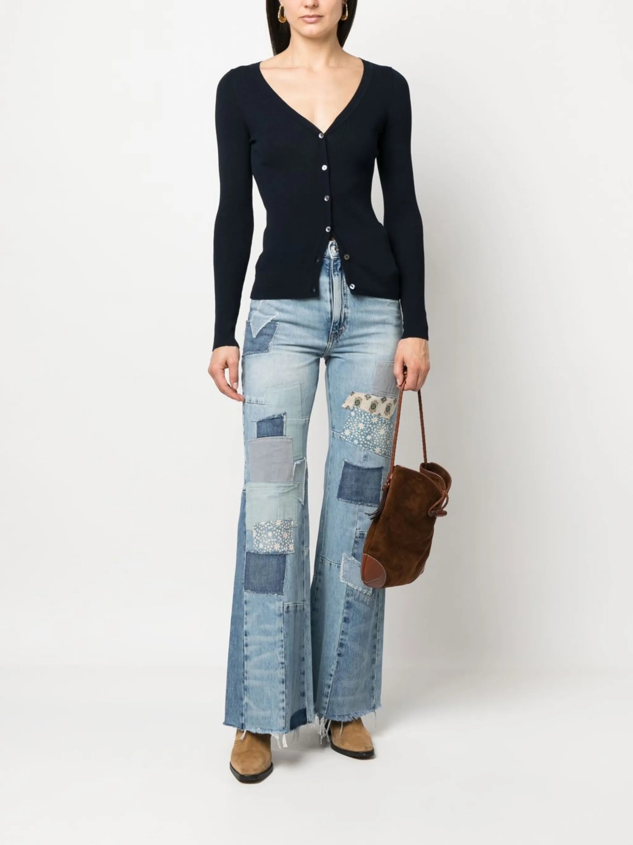 patchwork flared jeans