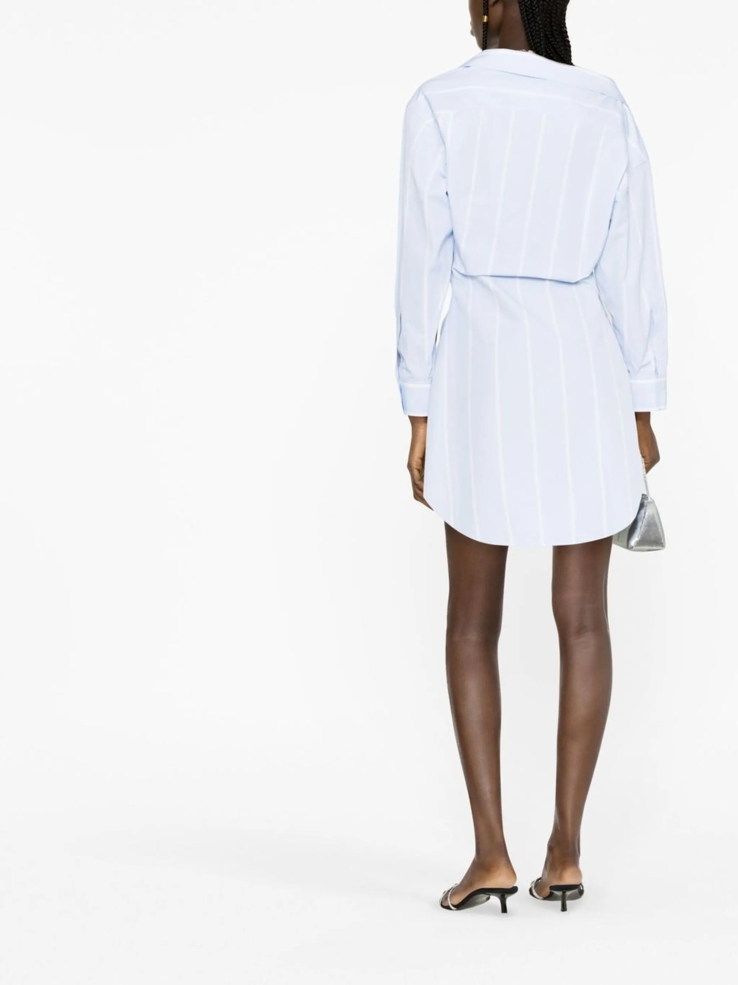striped crystal-embellished shirt dress