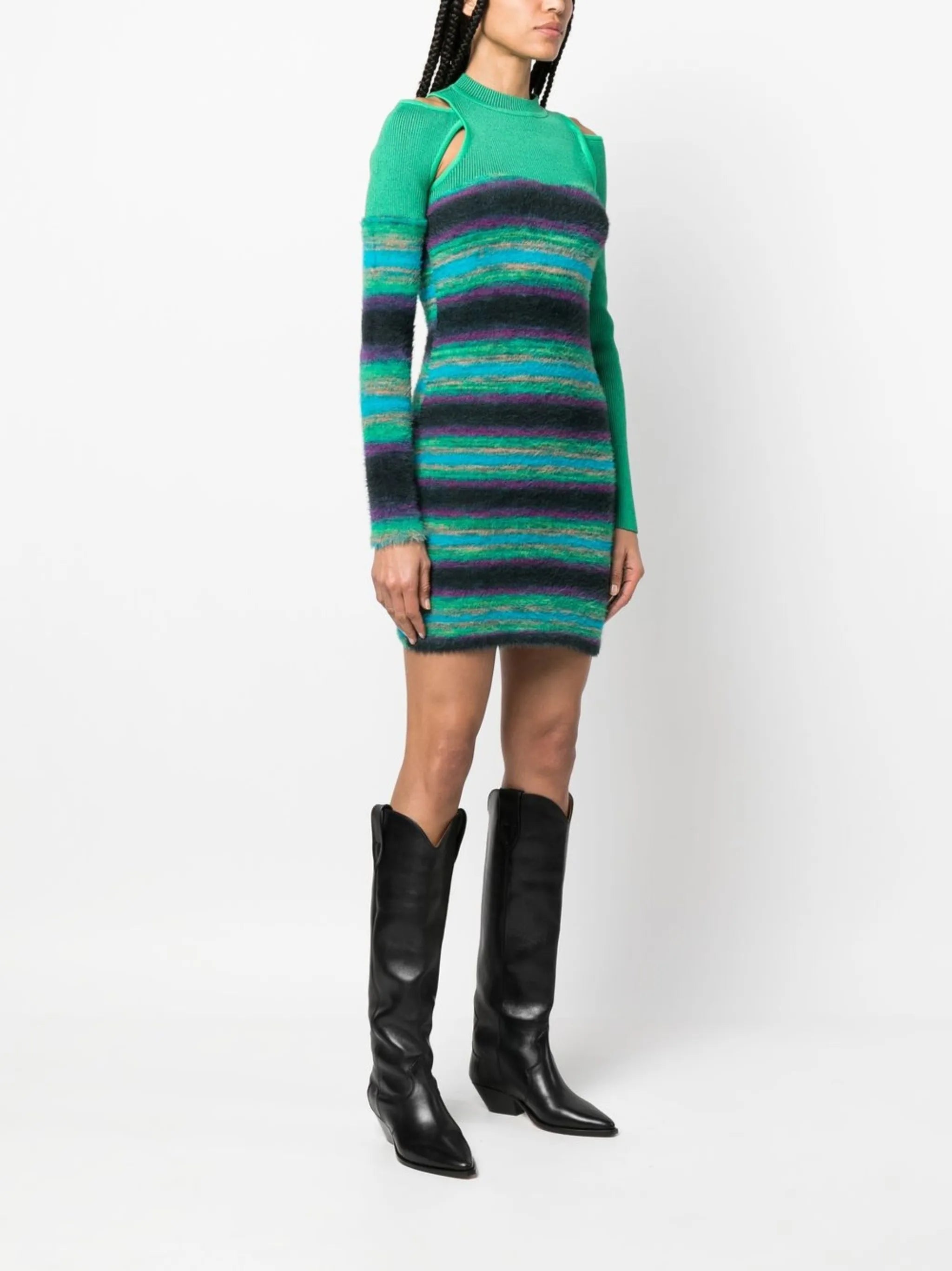 stripe-pattern knitted dress