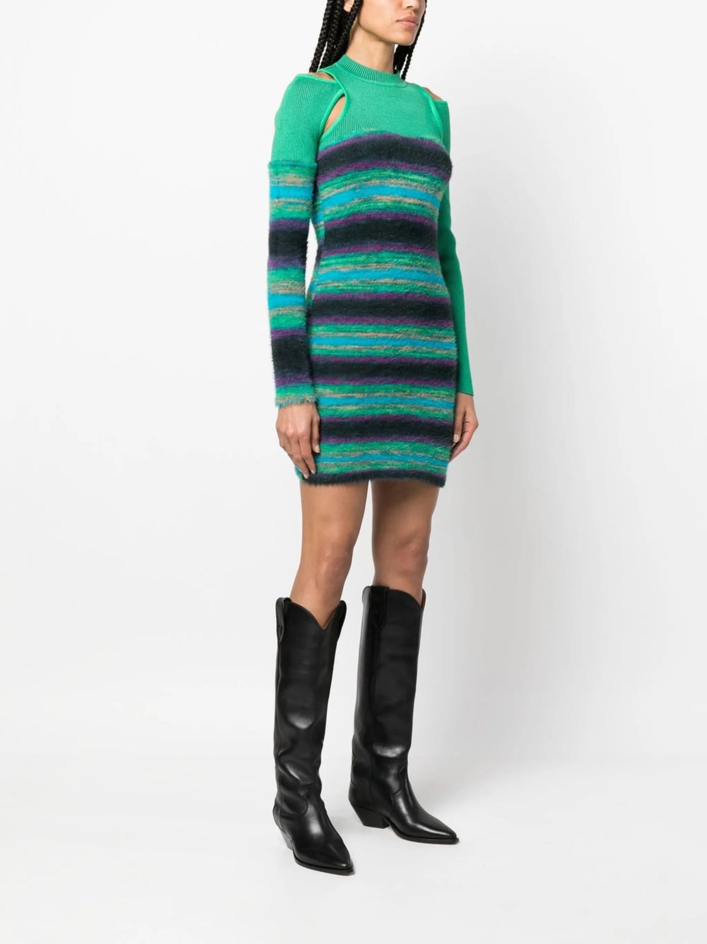 stripe-pattern knitted dress