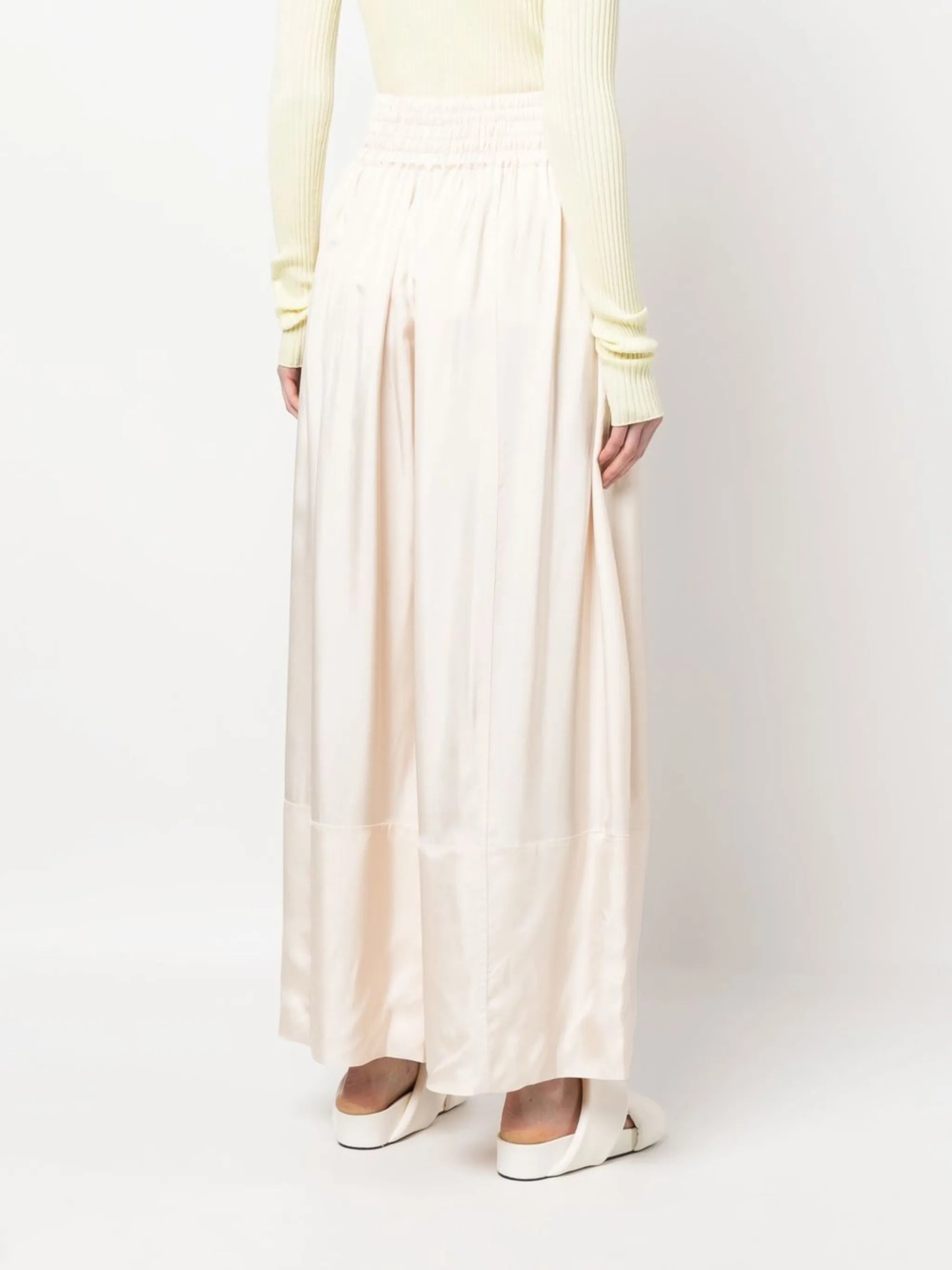 pressed-crease palazzo pants