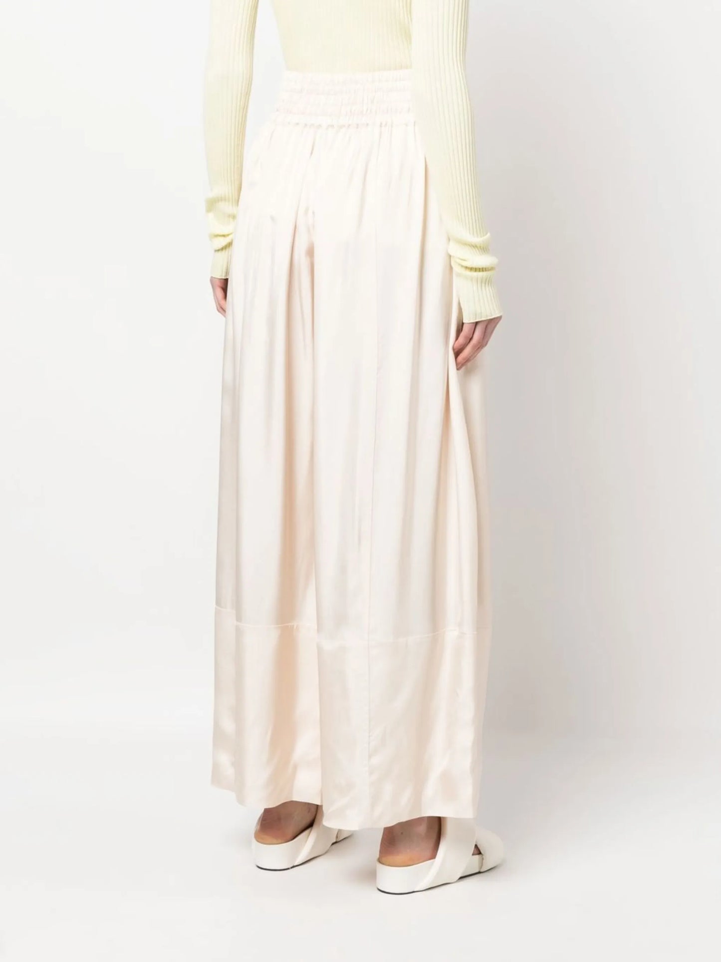 pressed-crease palazzo pants
