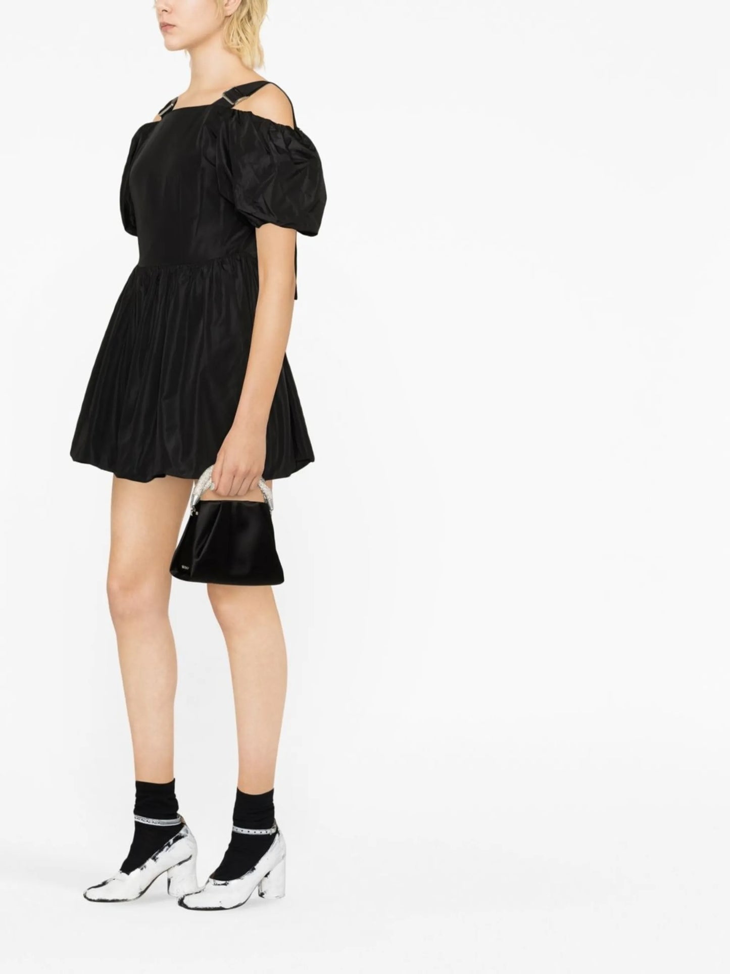 cold-shoulder puffball minidress