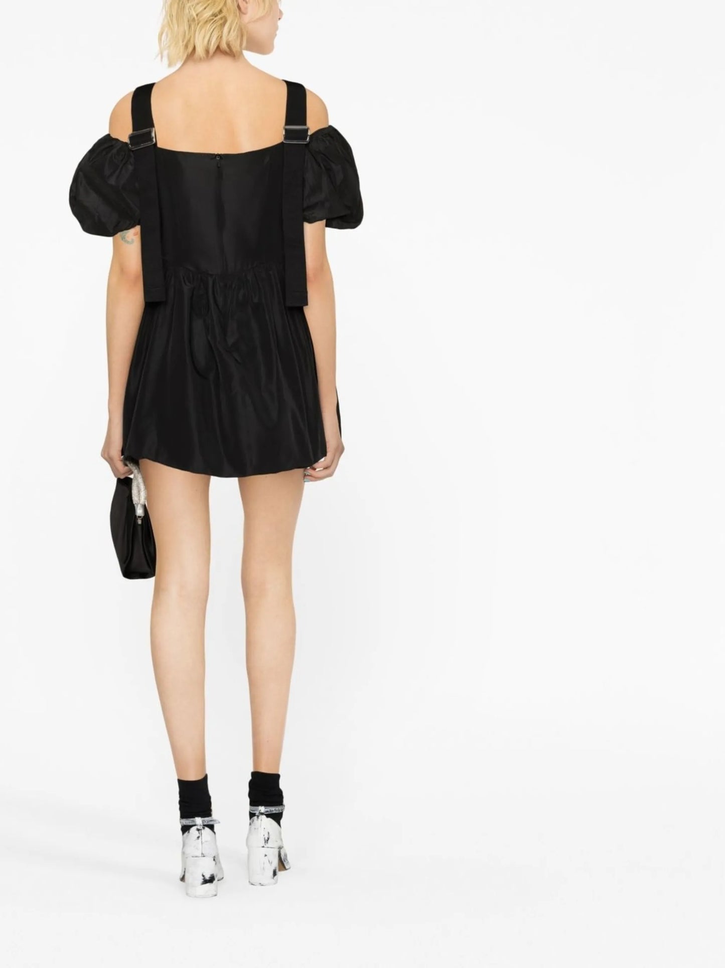 cold-shoulder puffball minidress