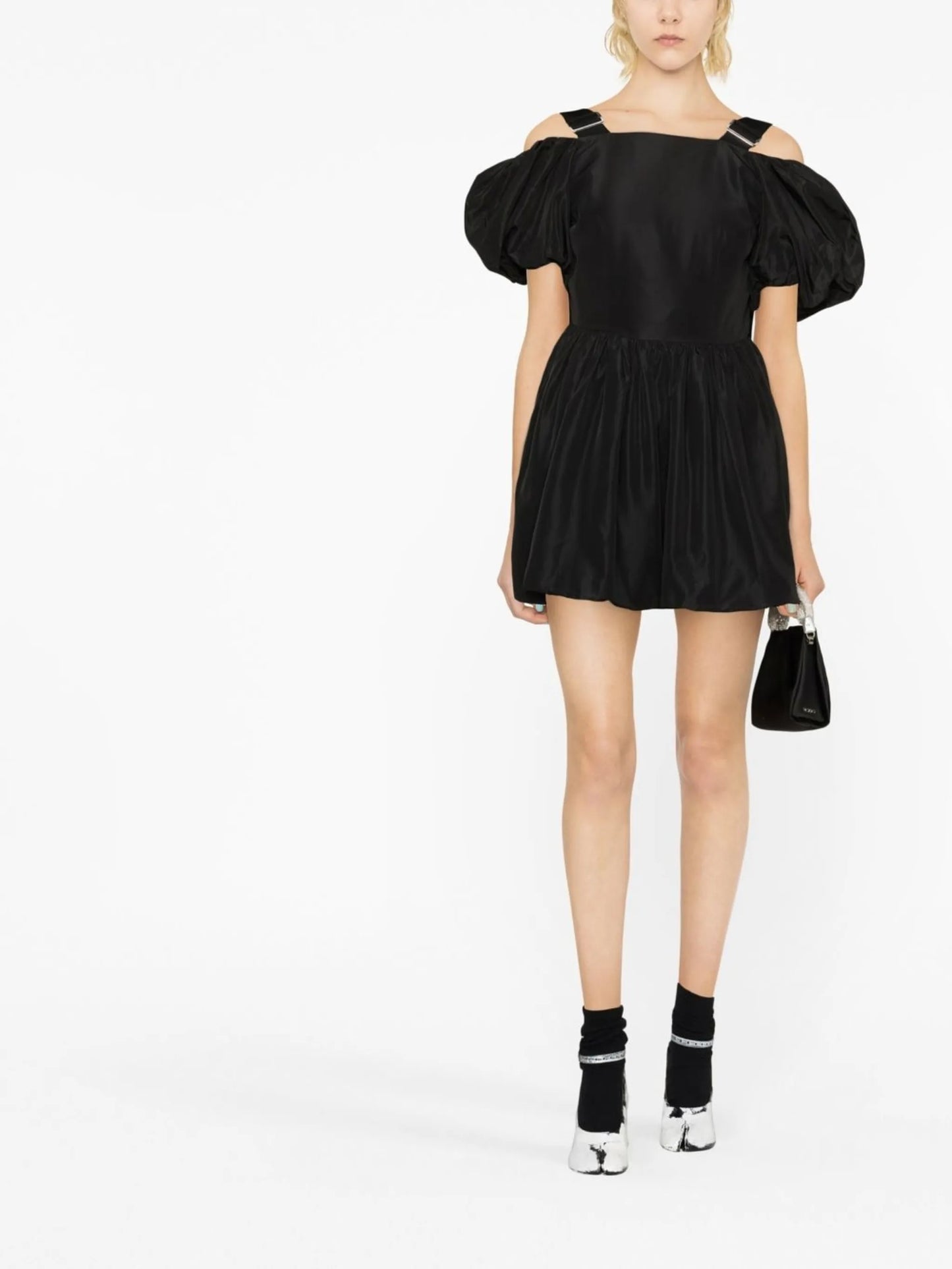 cold-shoulder puffball minidress
