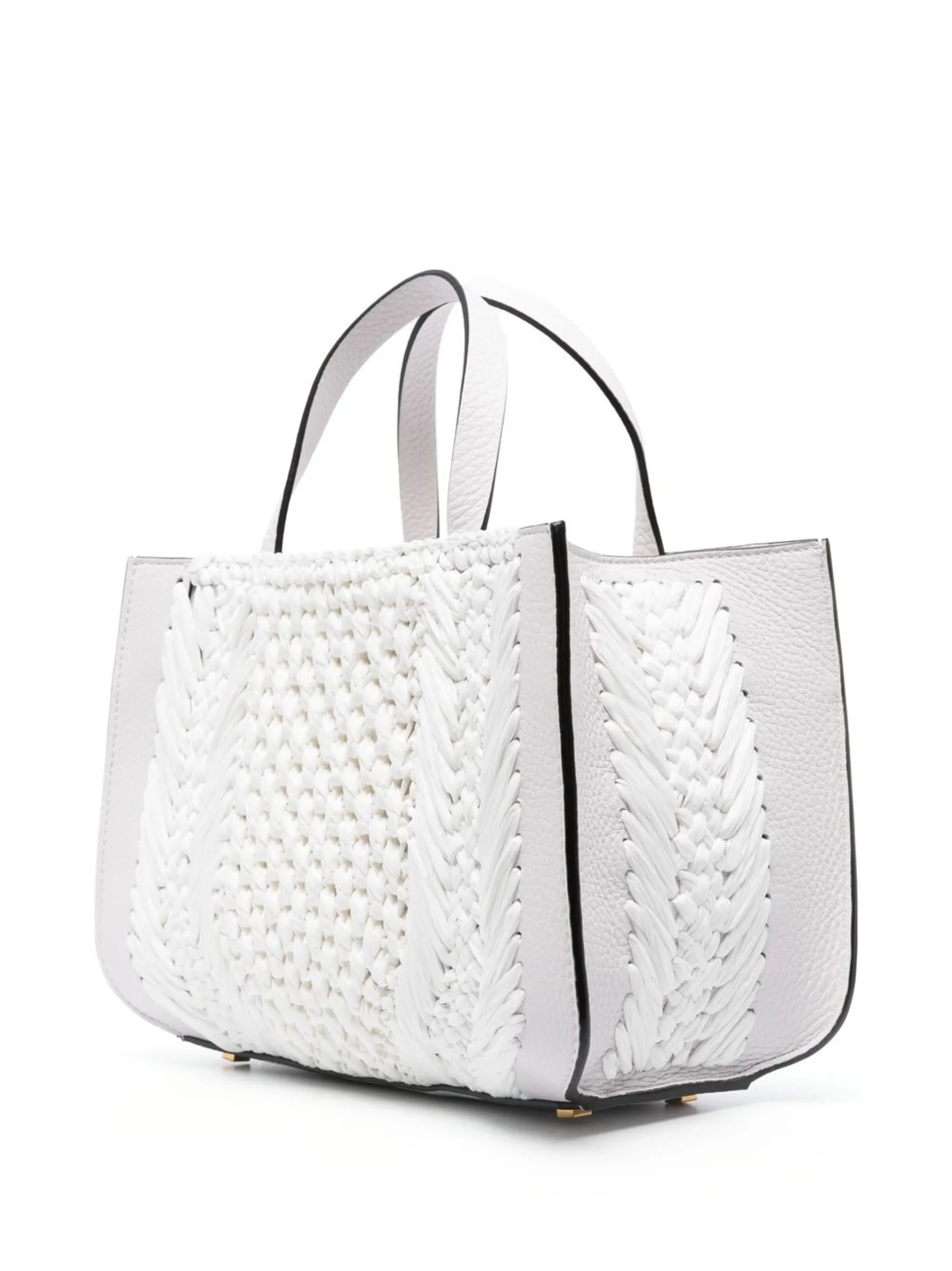 small VLogo Signature raffia tote bag
