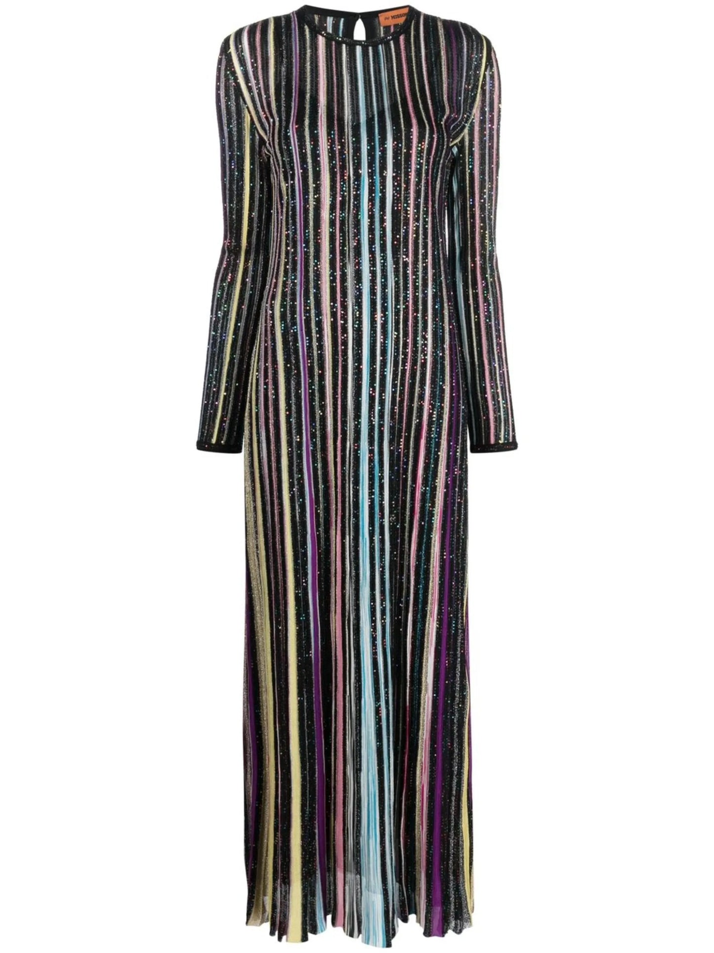sequin-embellished striped maxi dress