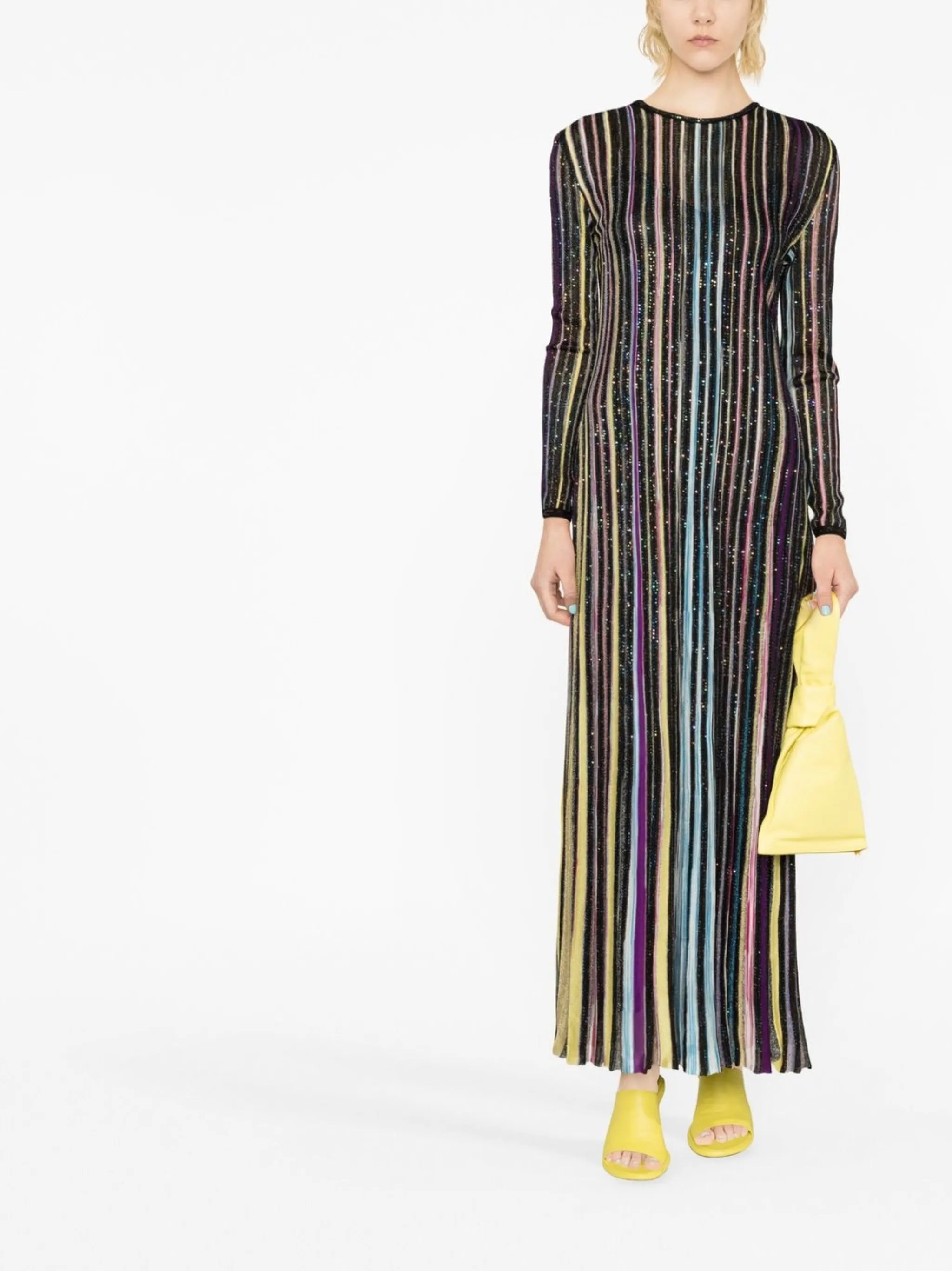 sequin-embellished striped maxi dress