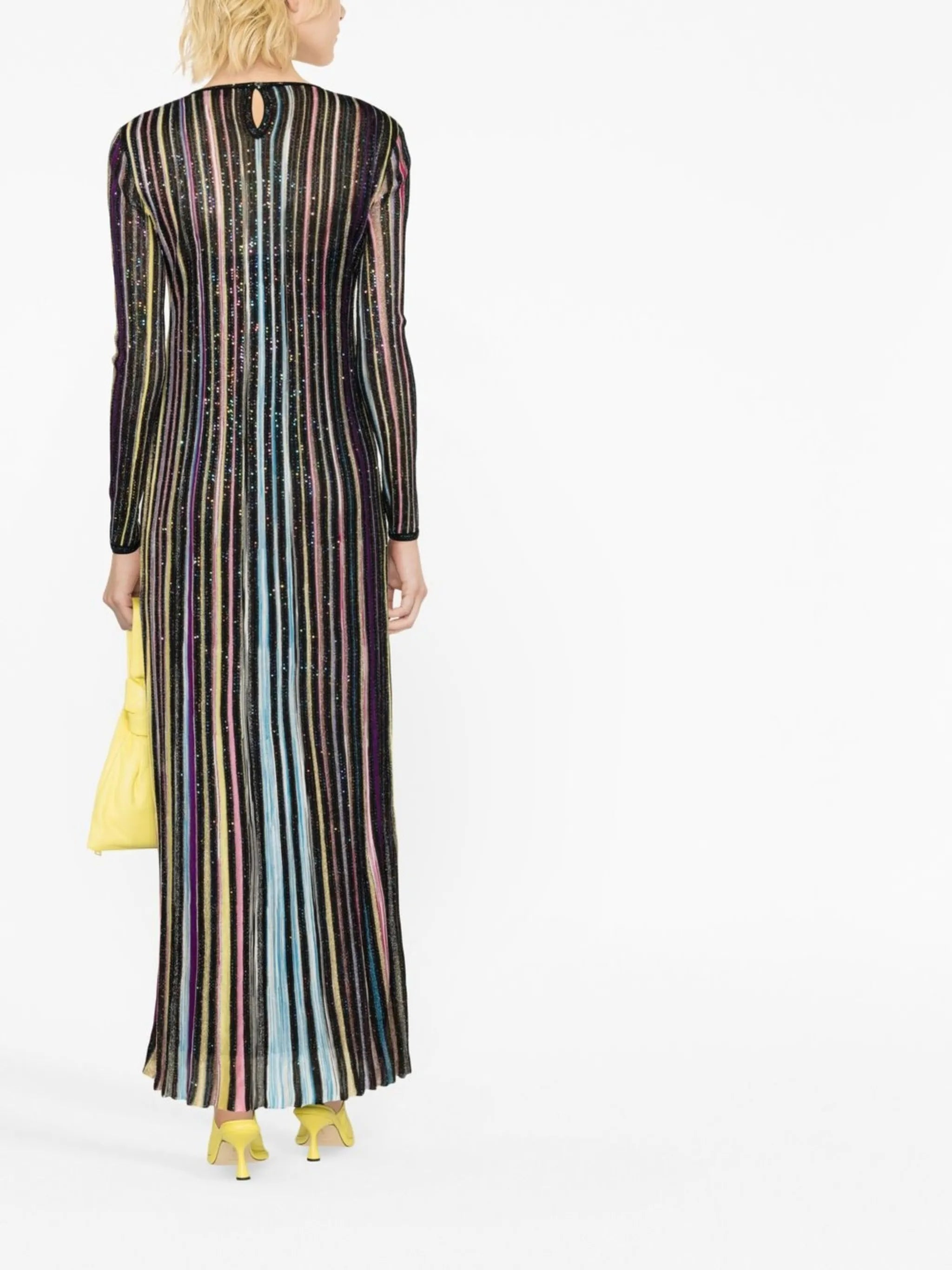 sequin-embellished striped maxi dress