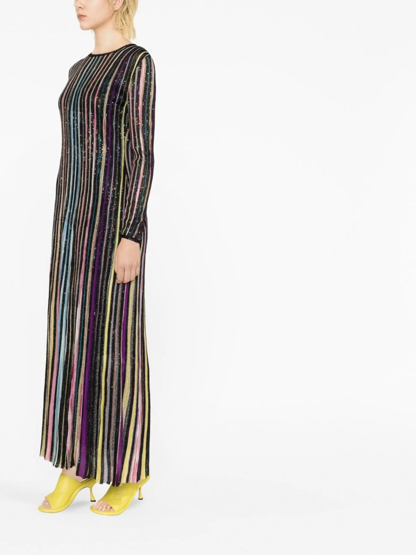 sequin-embellished striped maxi dress