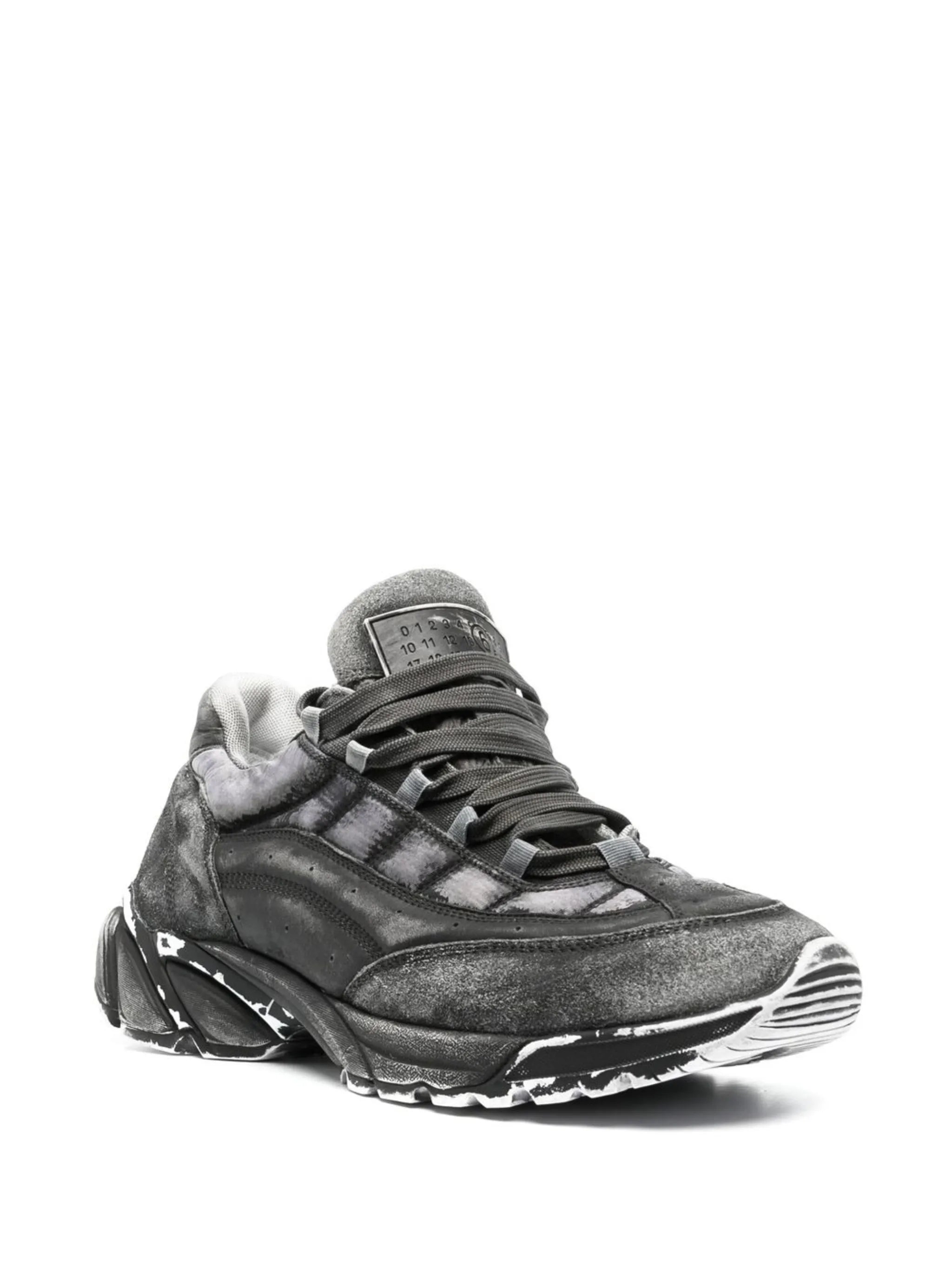 distressed-effect low-top sneakers